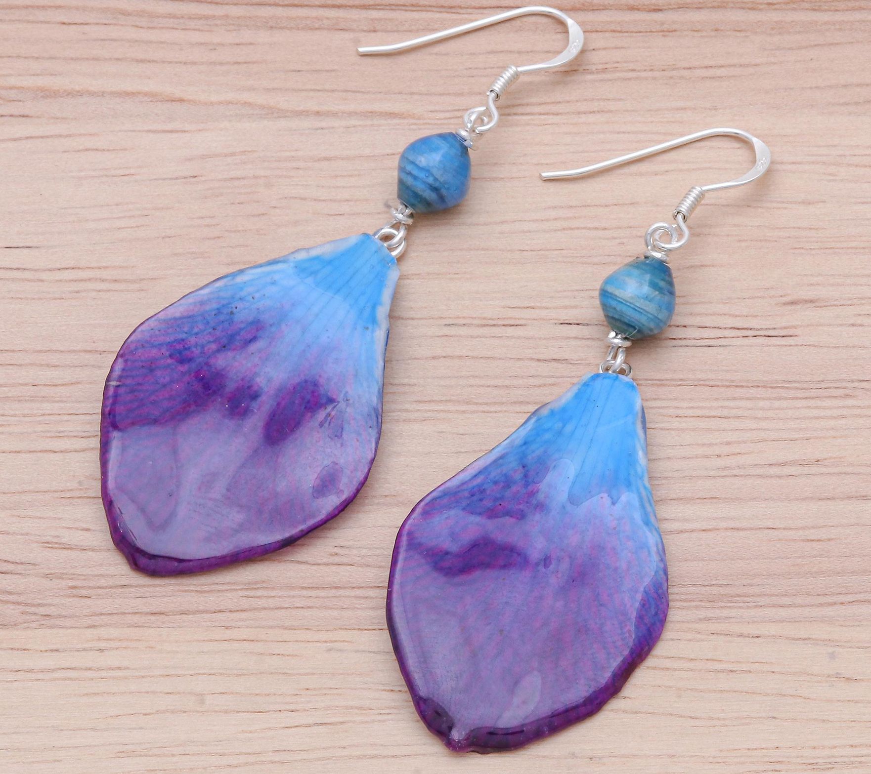 Novica Sterling Silver Orchid Petal Dangle Earrings