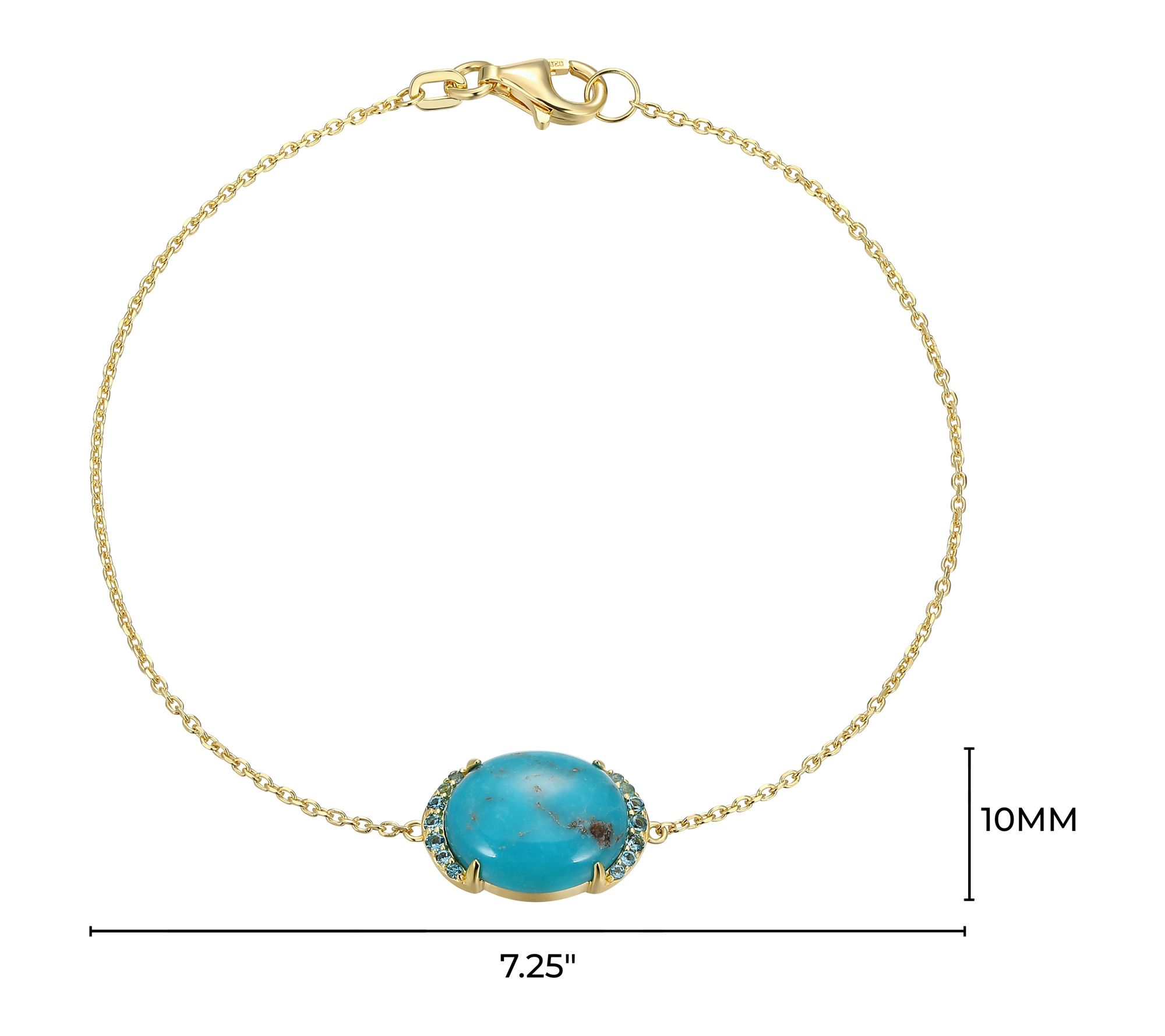 Affinity Gems Turquoise & Blue Topaz Bracelet,18k Gold Plated