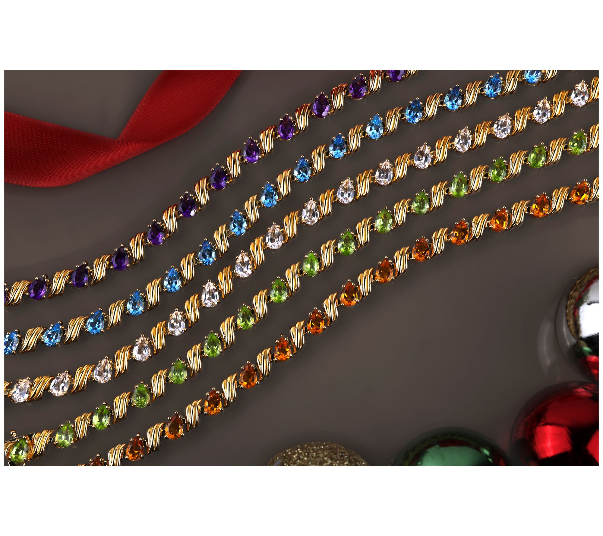 Christian James by Scott Grimes 14K Gold Clad Ripple Gemstone Tennis Bracelet