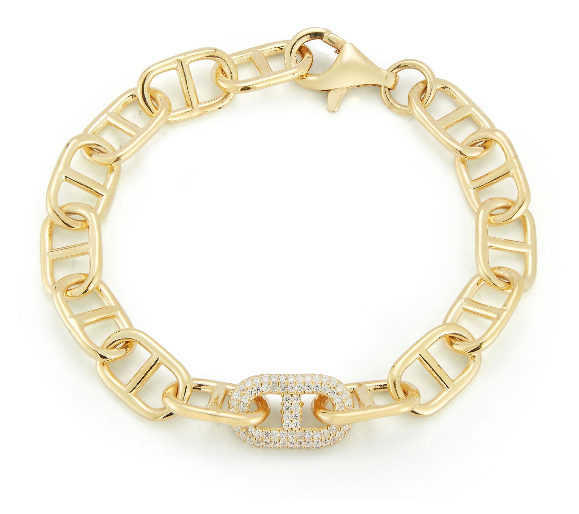 Sterlina Silver Bold Pave Mariner-Link Bracelet, Sterling