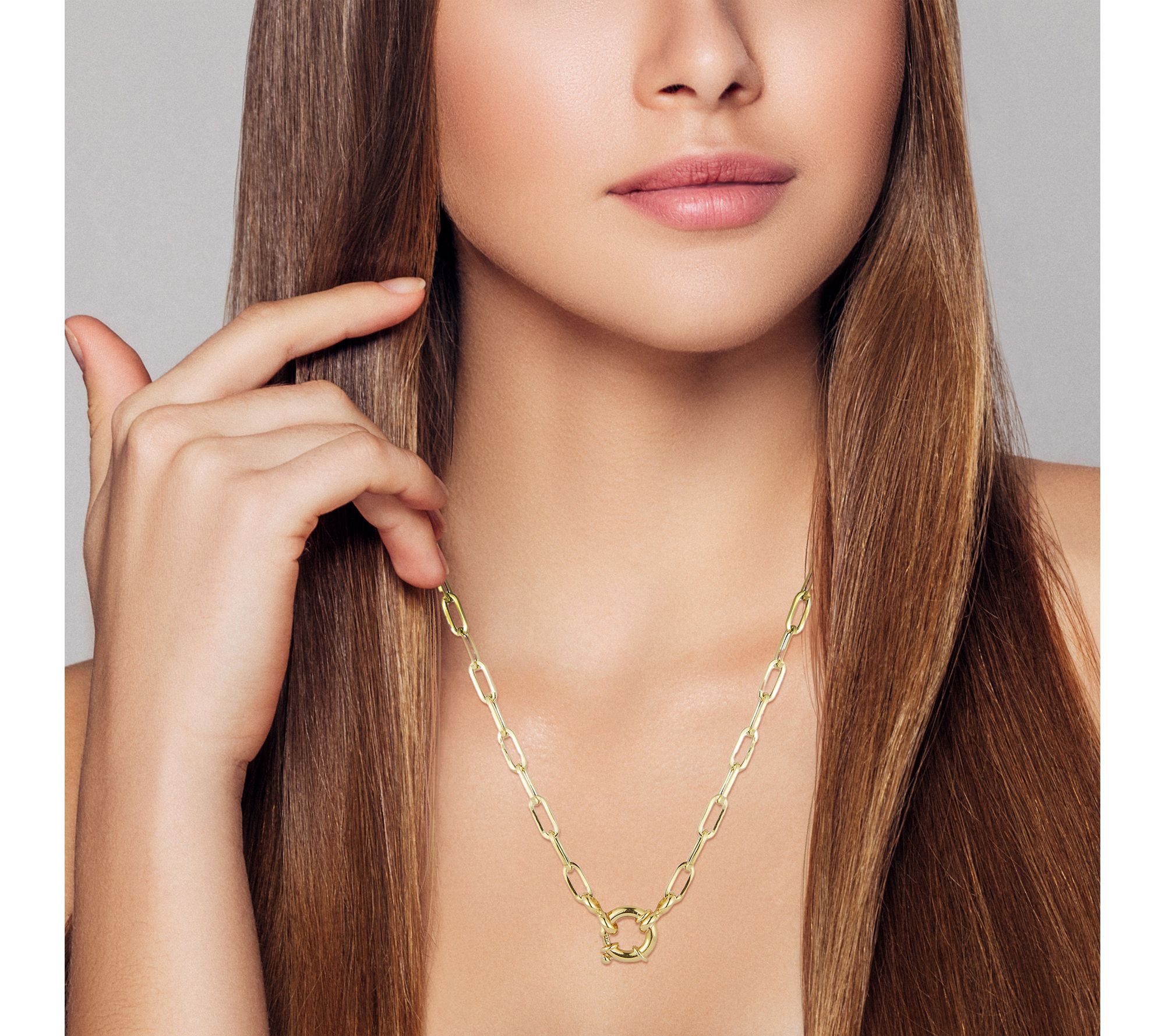 Italian Silver Spring Clasp Paperclip Necklace,Sterling