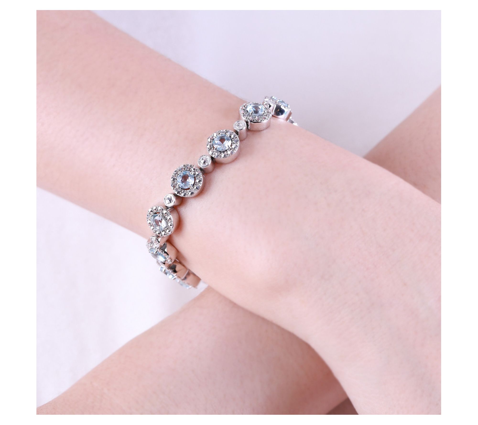 Dallas Prince 14K Clad Marcasite & Blue Topaz H alo Bracelet