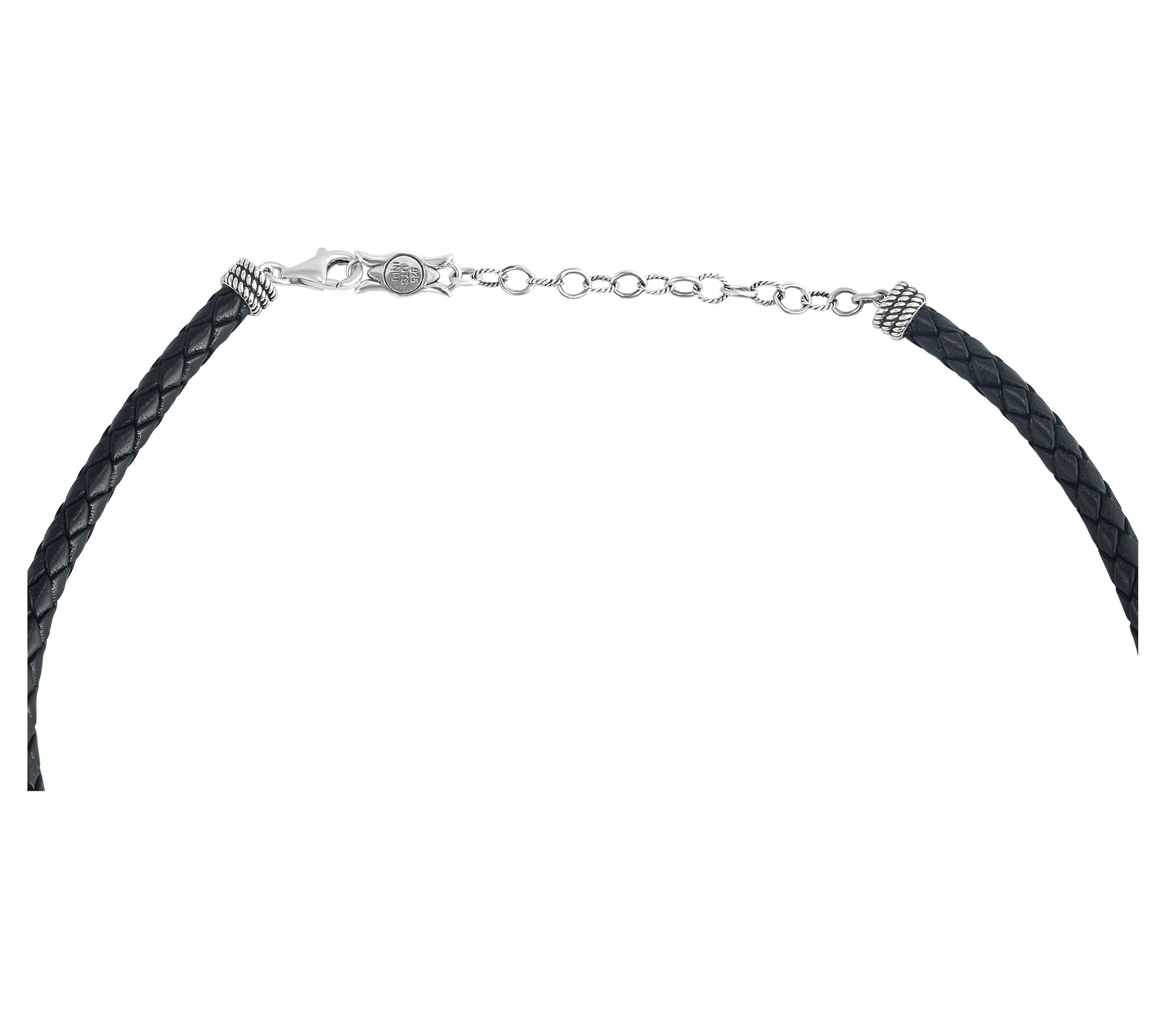 American West Sterling Oval Gemstone Leather Necklace