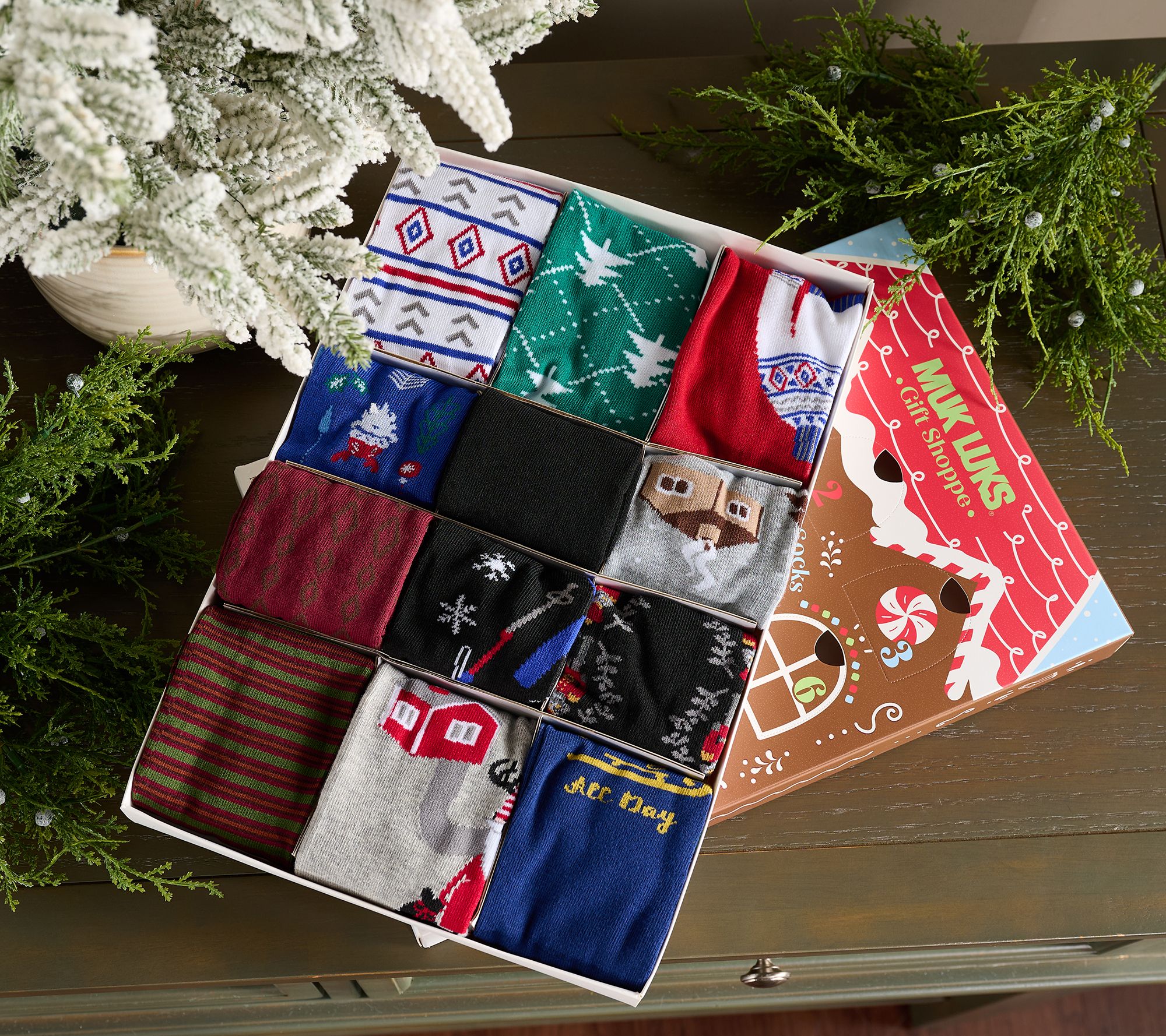 MUK LUKS Men's 12 Days of Christmas Socks