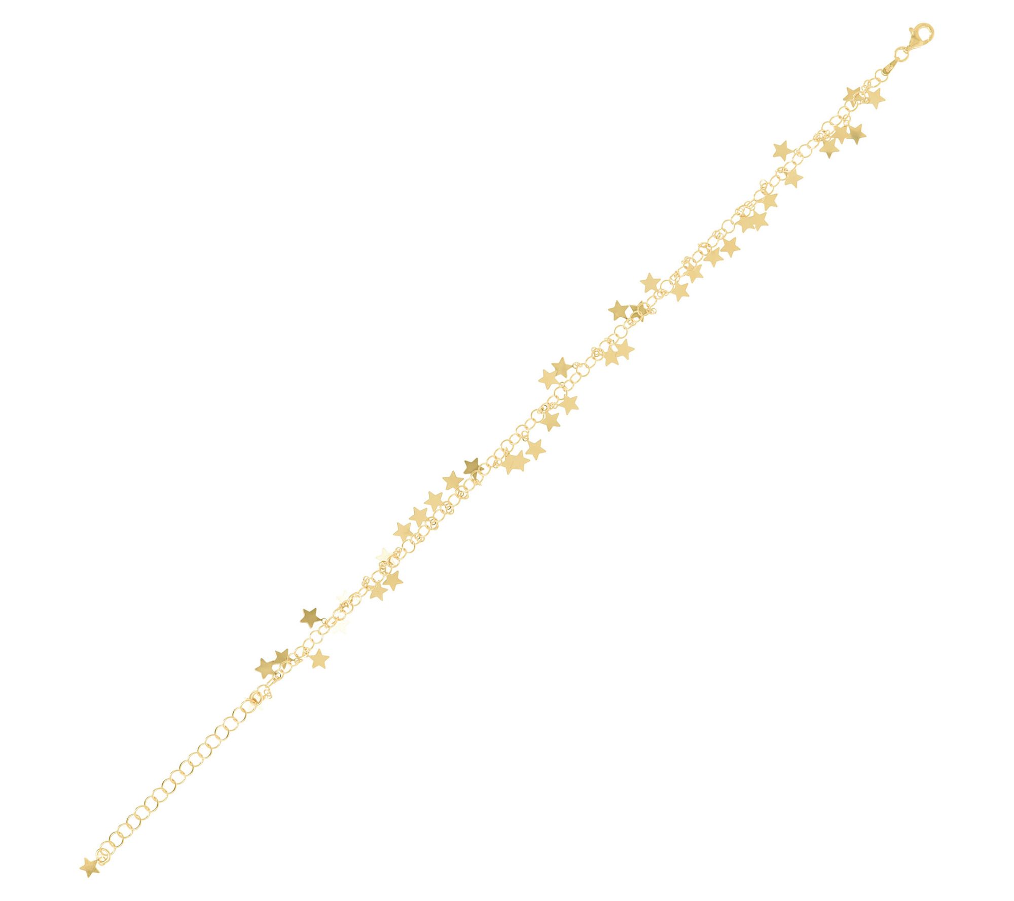 Veronese 18K Gold Plated Star Ankle Bracelet, 3.5g