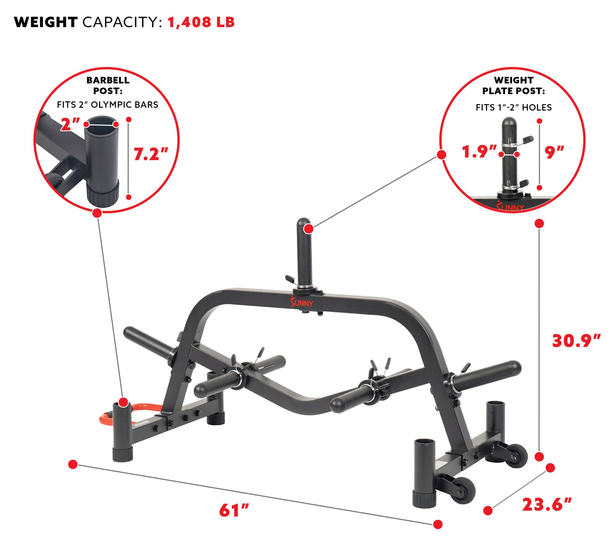 Sunny Health Fitness Weight Plate & Barbell Rac k - SF-XF9938
