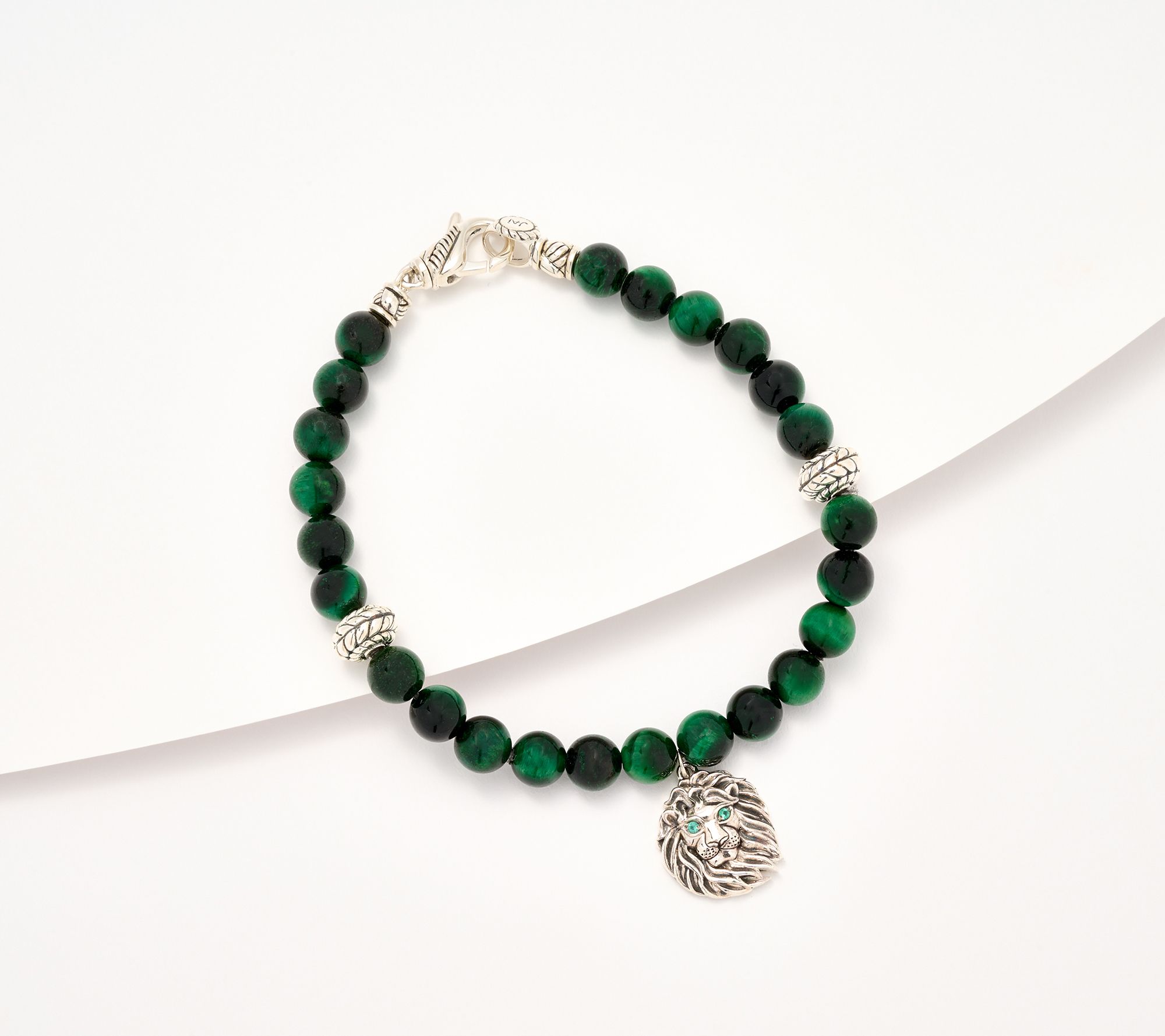 JAI Sterling Silver Figurative Gemstone Bead Charm Bracelet