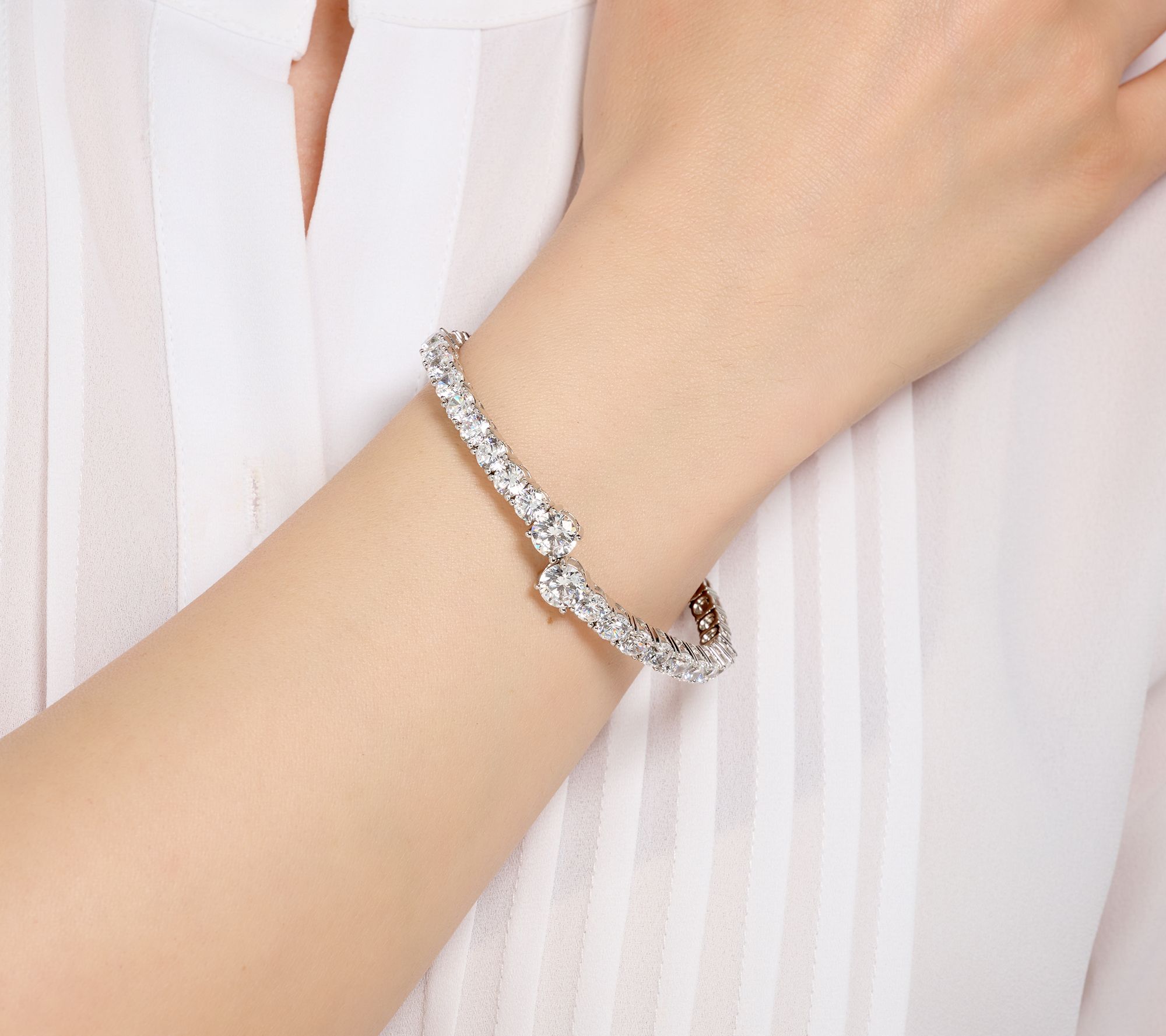 Diamonique x Jennifer Miller Overlap Flex Bracelet, Sterling Silver