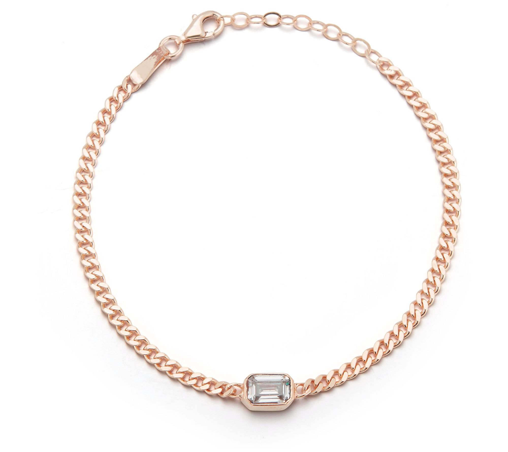 Sterlina Silver Simulated Diamond Bracelet, 14KRose Plated