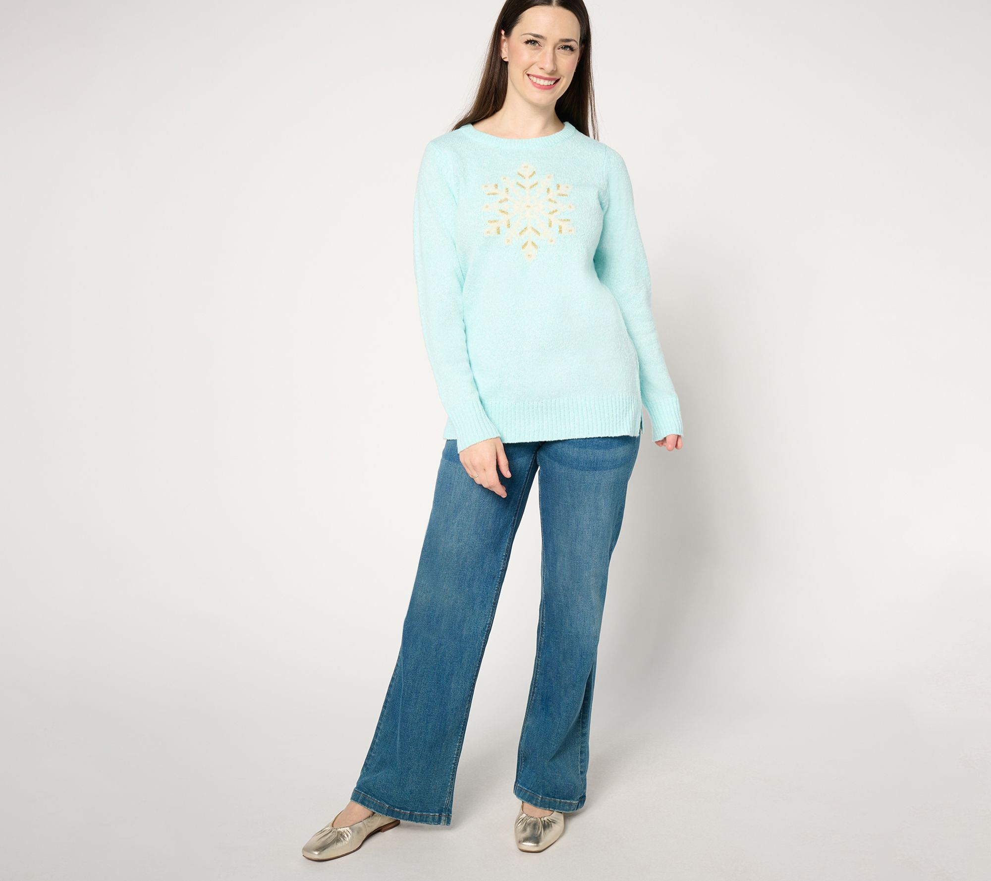 Jingle Belles by Kim Gravel Let's Get Cozy Lurex Holiday Sweater