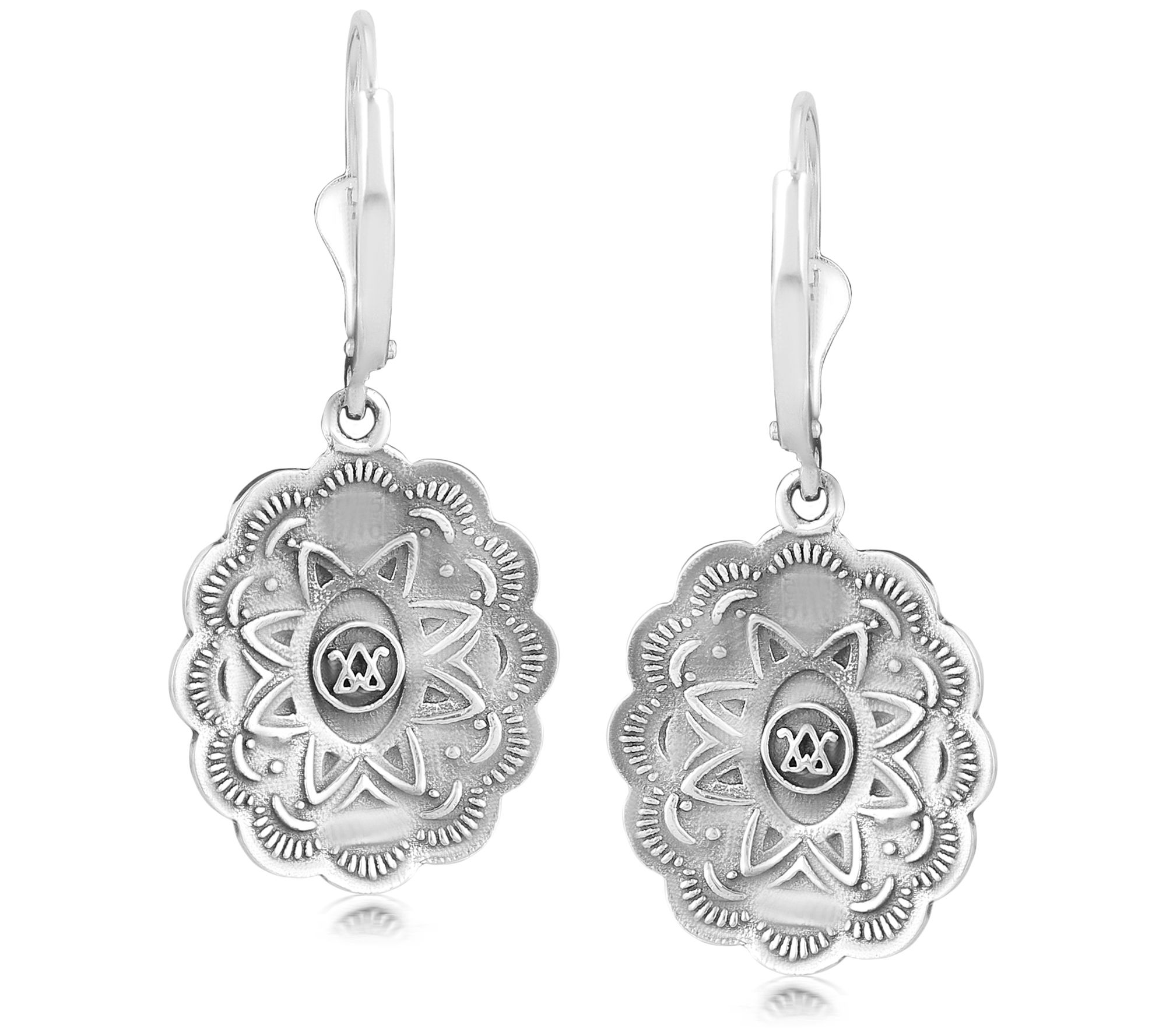 American West Sterling Silver Gemstone Concha Earrings