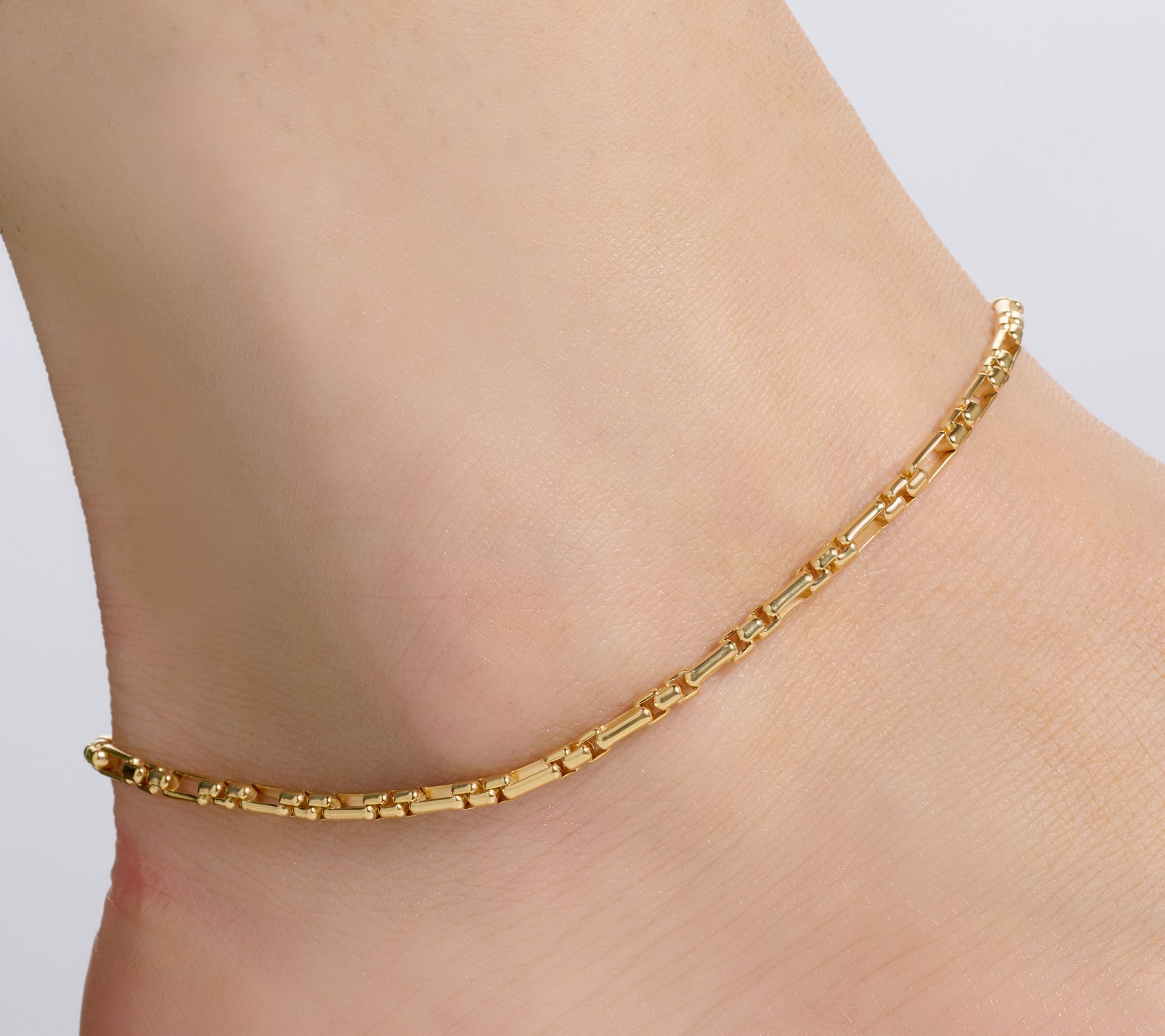 Christian James by Scott Grimes 14K Clad 3x1 Luciano Ankle Bracelet, 6.9g