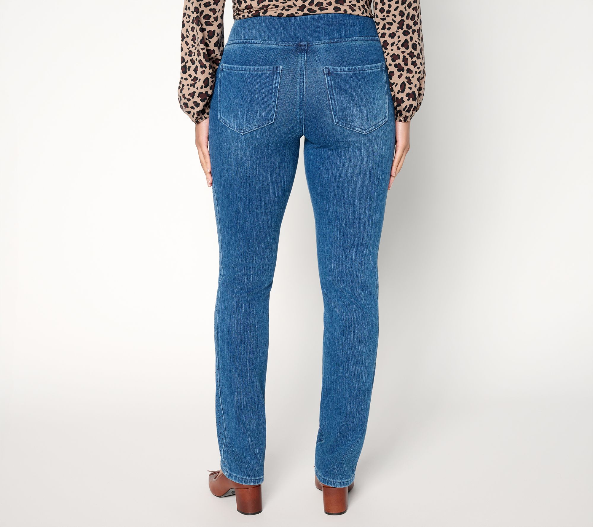 Belle by Kim Gravel Petite Flexibelle Side Sparkle Straight Jean