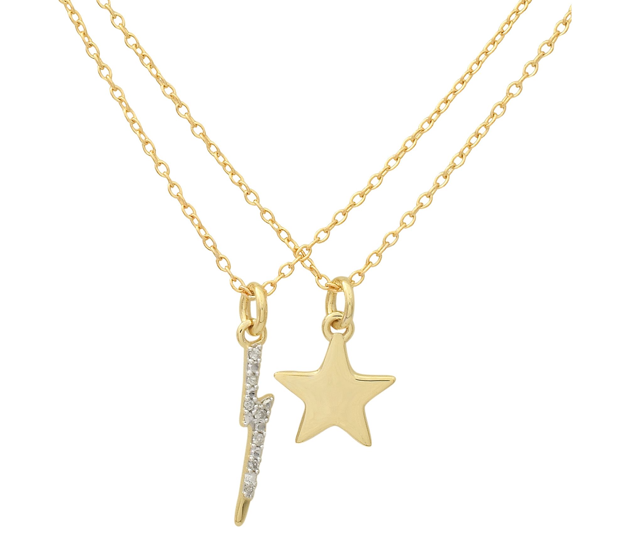 Affinity Diamonds Lightening & Star Necklace Set, 14K Plated