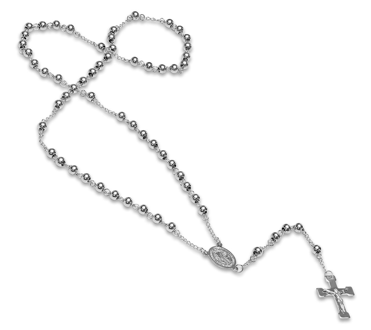 Steel by Design Men's Beaded Rosary Necklace