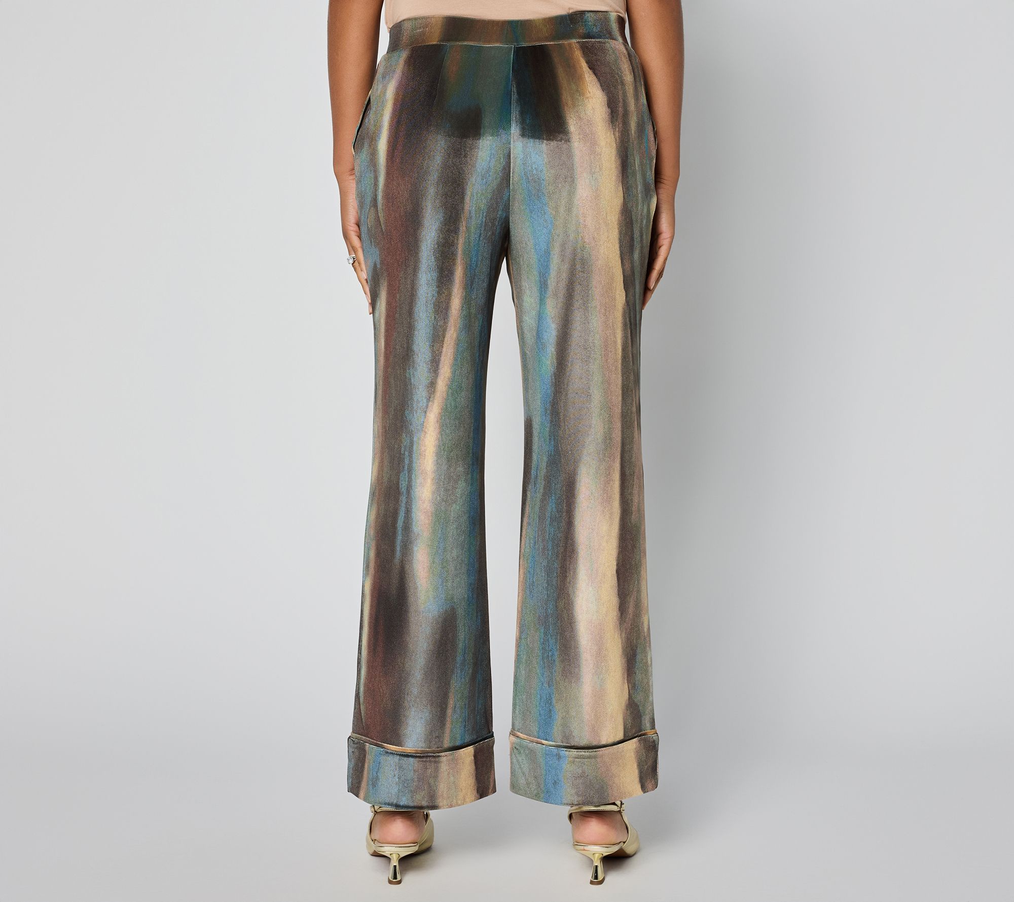 LOGO by Lori Goldstein Regular Printed Velvet Full Length Pants