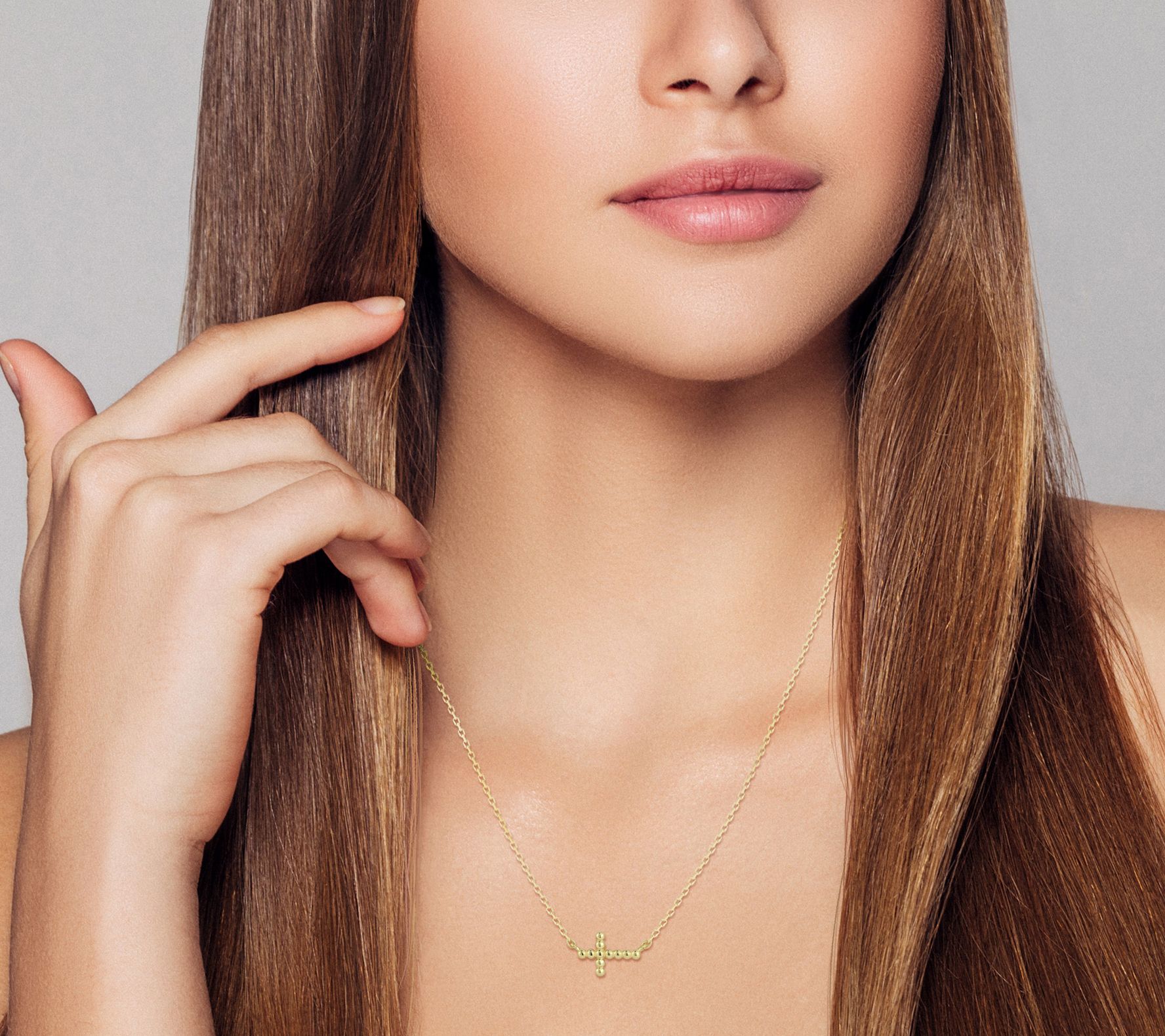 Luminosa Gold Bubble Cross Necklace, 14K