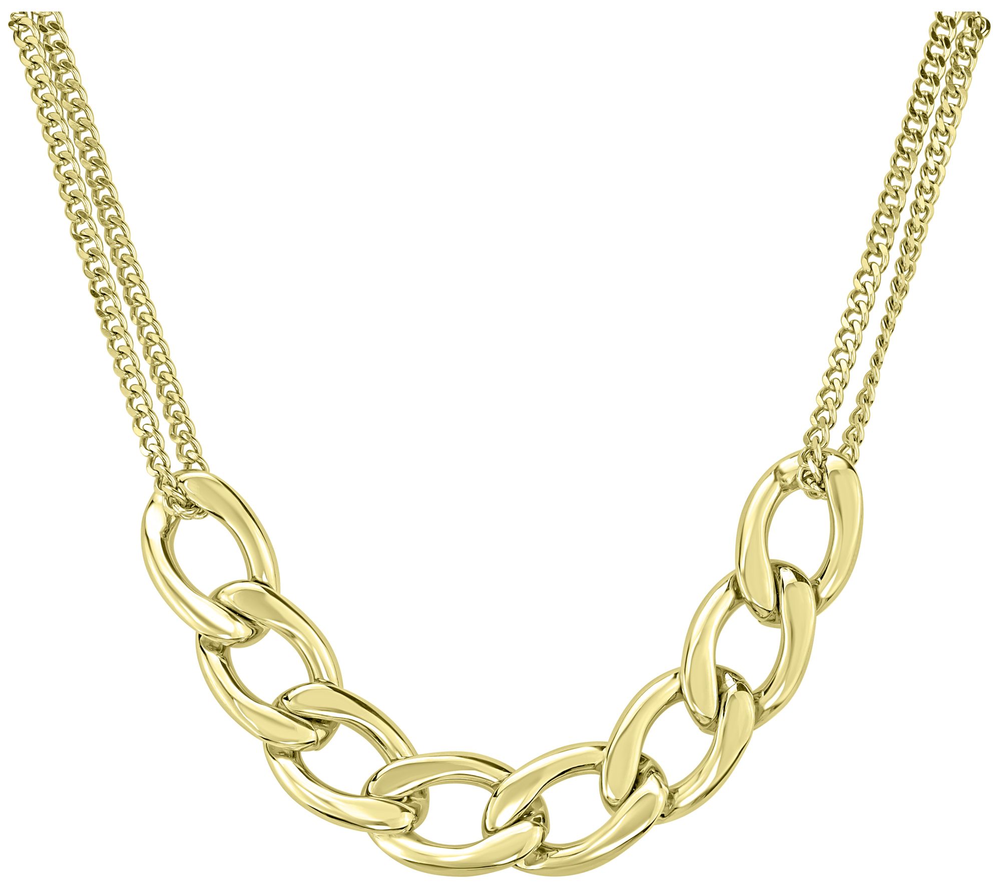 Steel by Design Bold Curb Double Chain Necklace