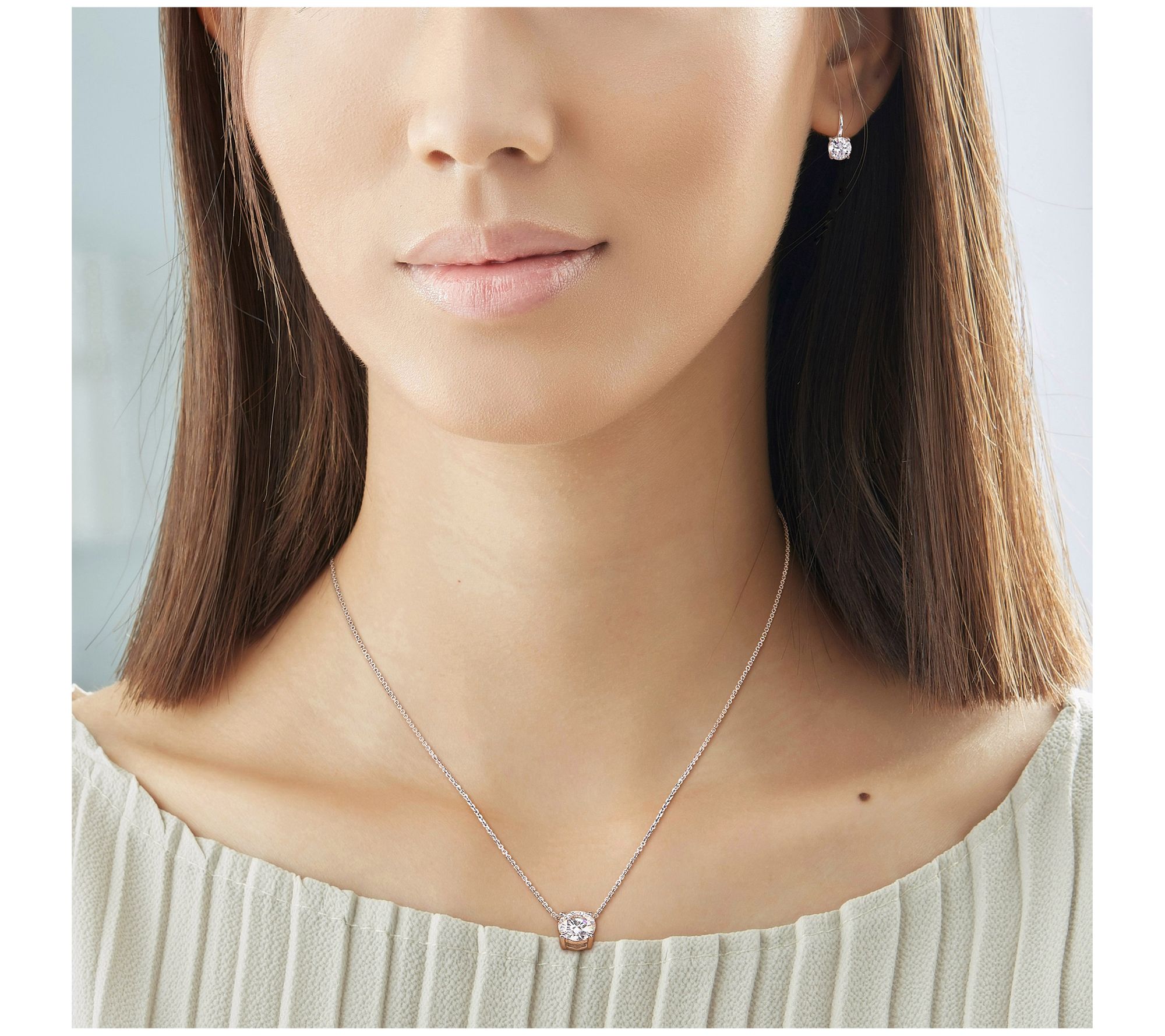 MoissanIce 5.55 cttw Moissanite Earrings & Necklace Set, 14K