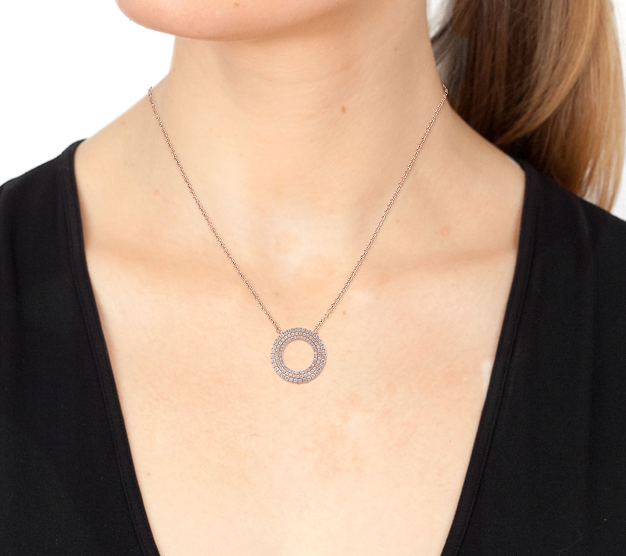 Effy Circle Diamond Necklace, 14K Rose Gold