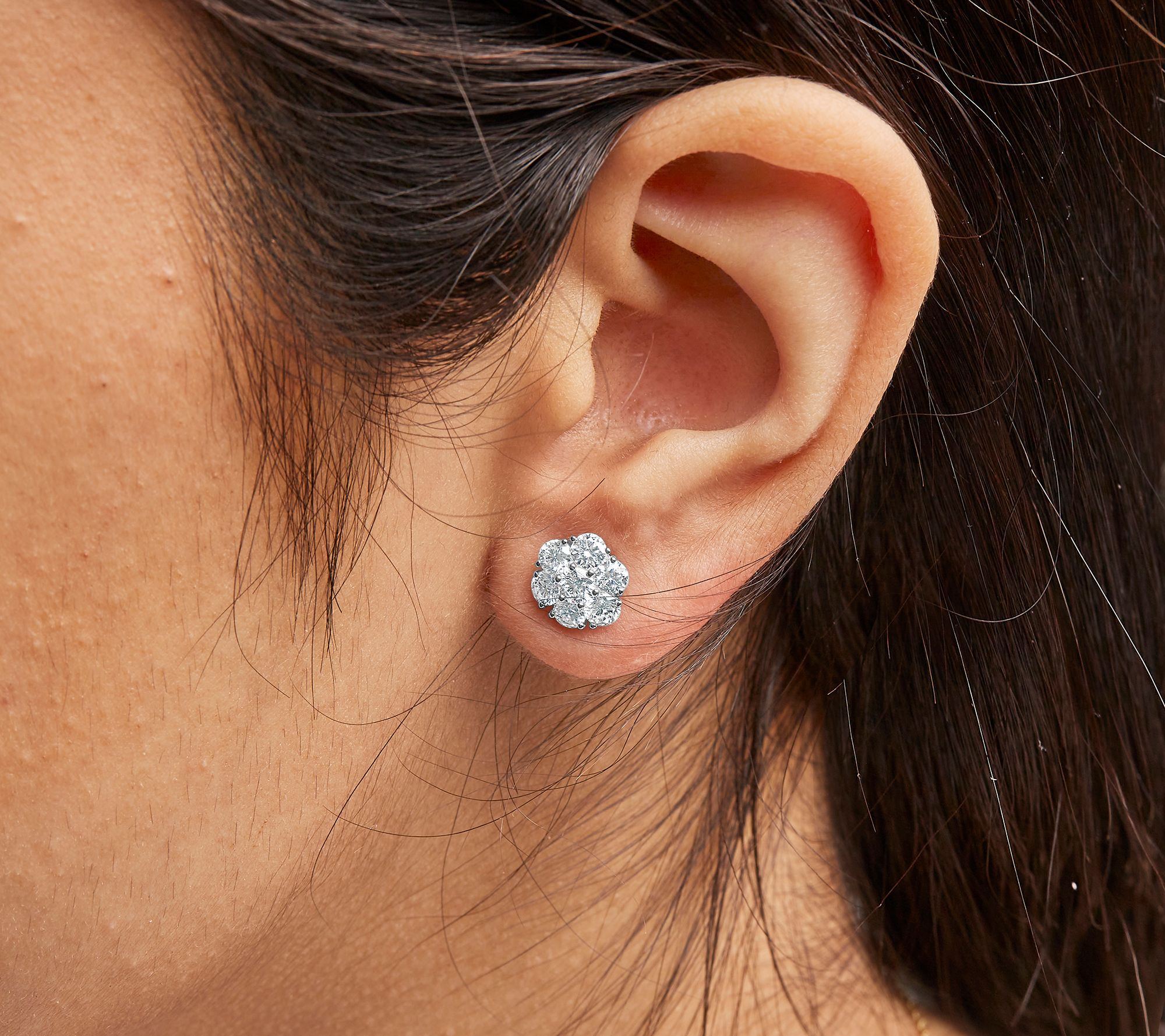 Haus of Brilliance Lab-Grown Diamond Floral Stud Earrings,14K