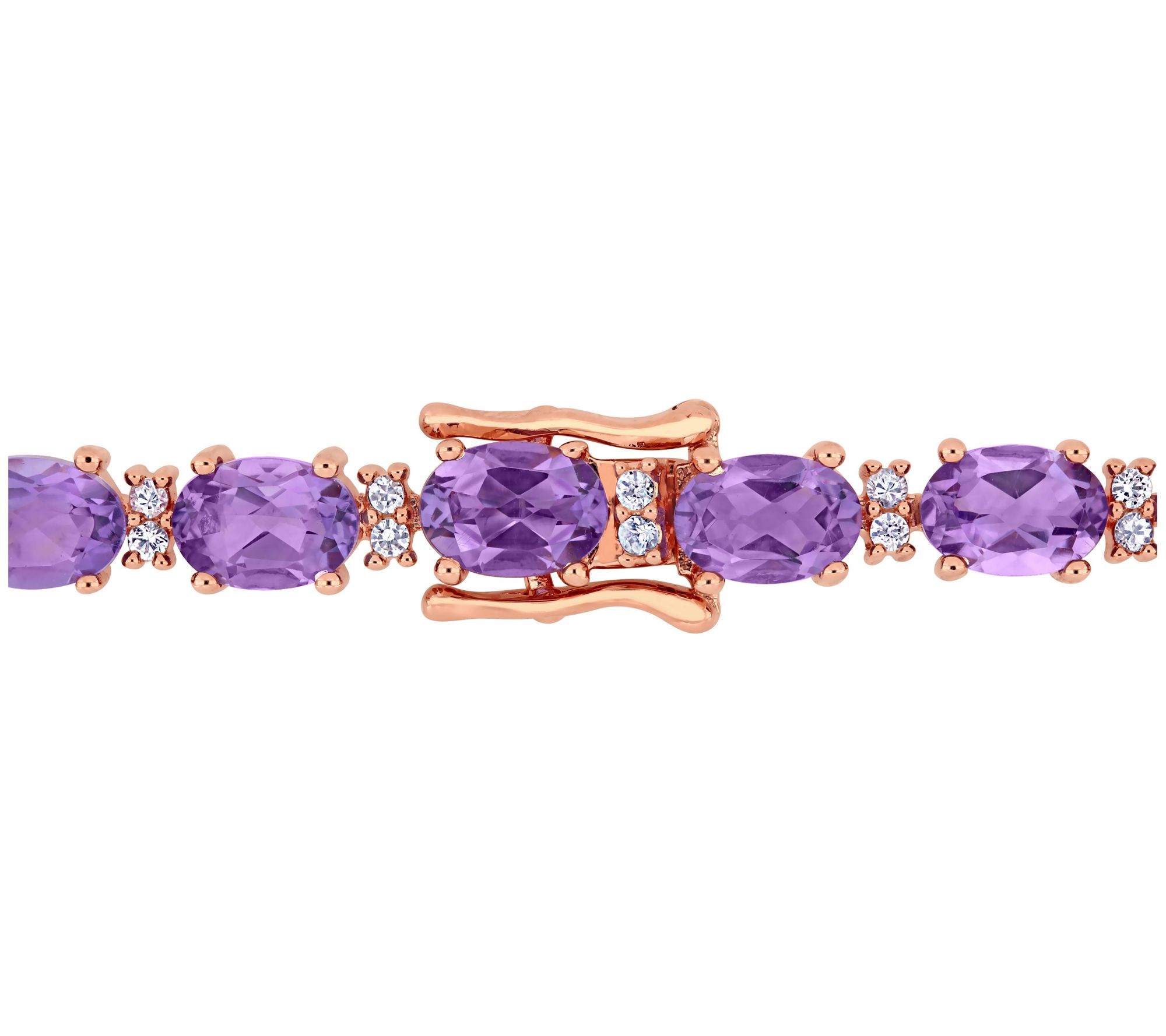 18K Rose-Plated 14.60 cttw Amethyst & White Sapphire Bracelet