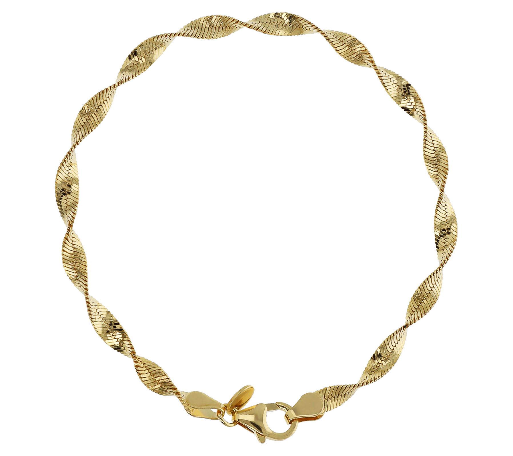Bronzo Italia 18K Plated Twisted Herringbone Chain Bracelet