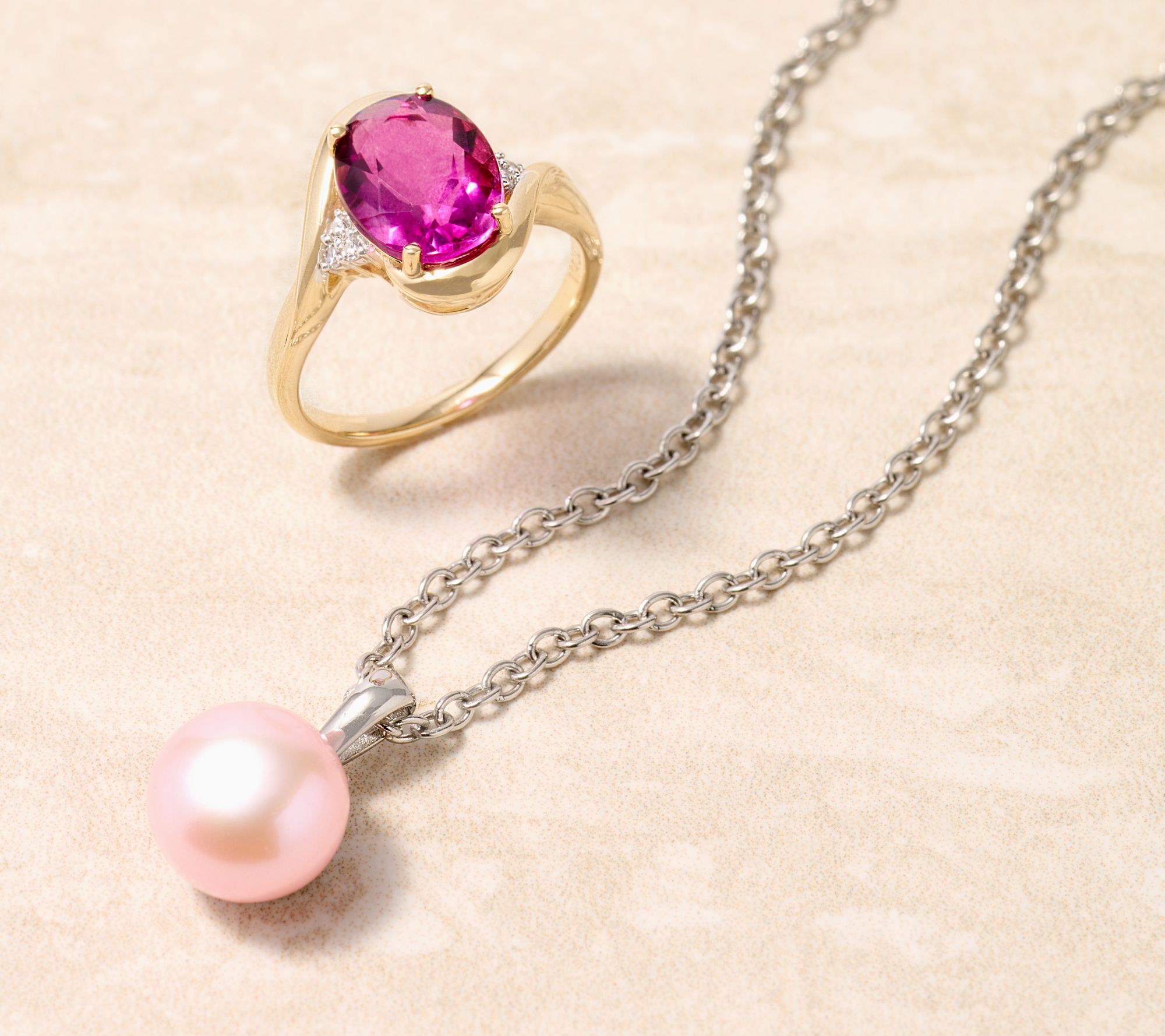 Honora Oval Rolo Link Cultured Button Pearl Solitaire Necklace