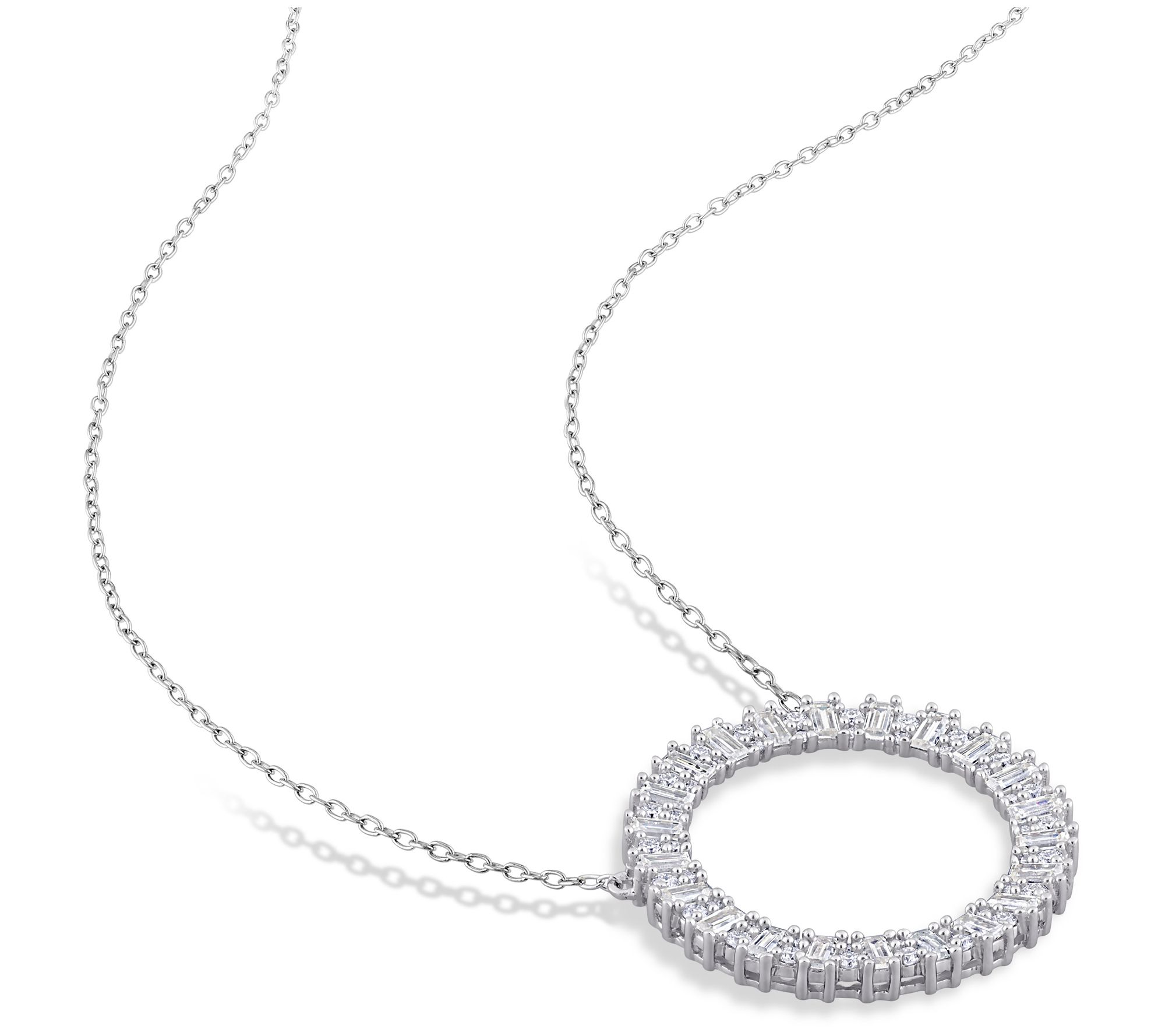 MoissanIce Moissanite Necklace & Hoop Earrings Set, Sterling