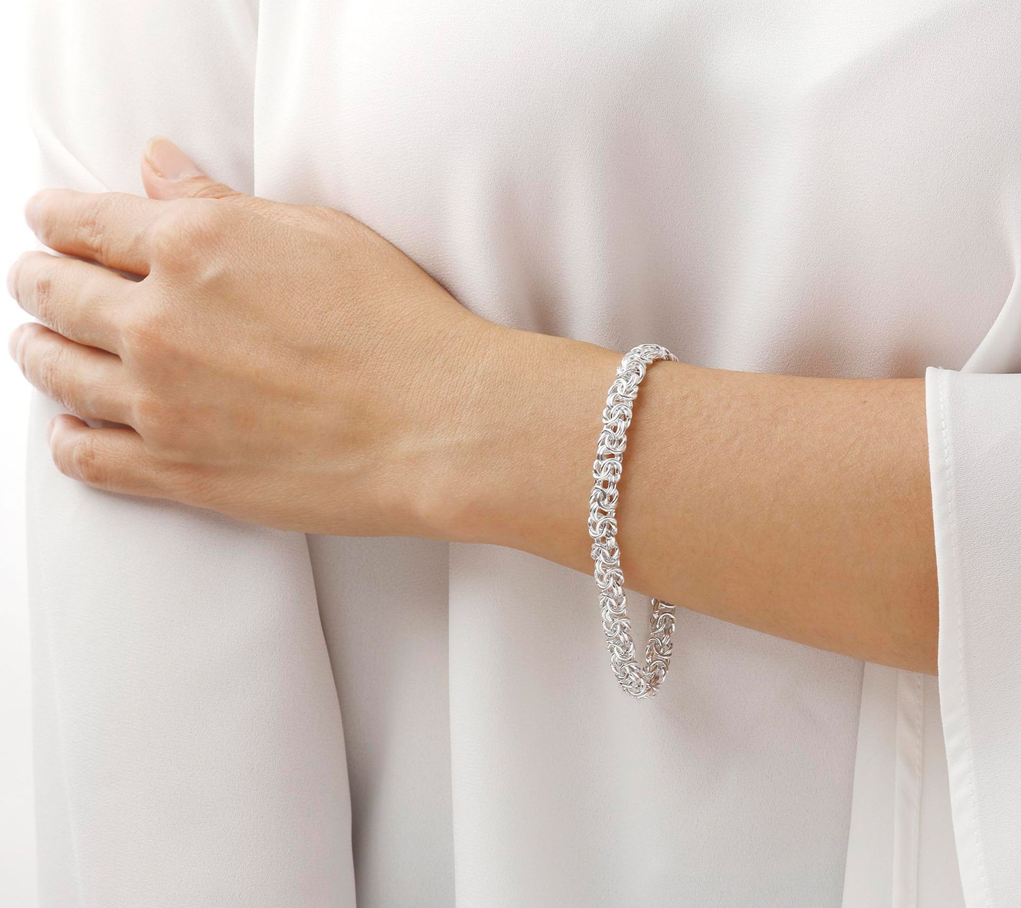 UltraFine Silver Polished Byzantine Link Bracelet