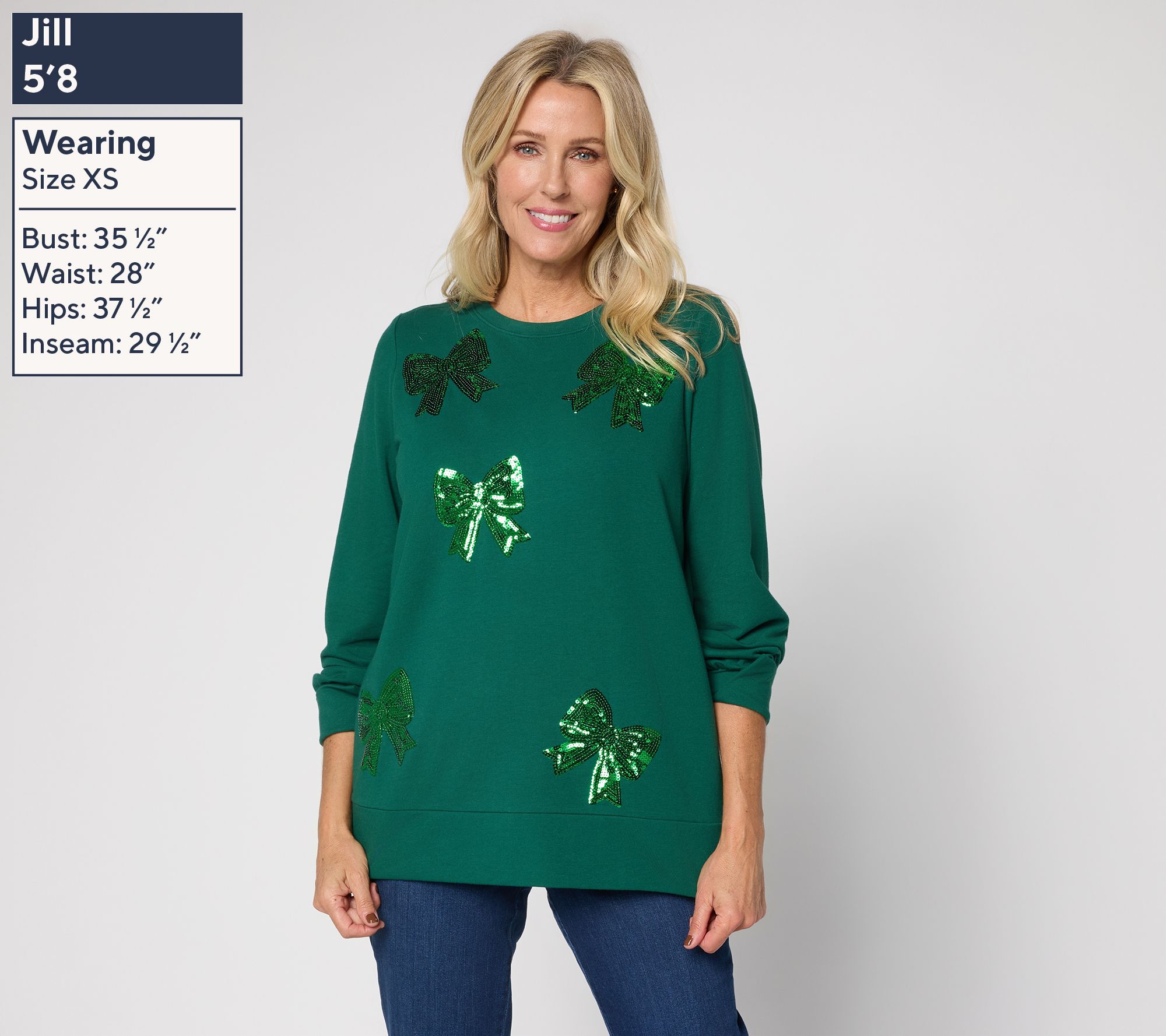 Jingle Belles by Kim Gravel Sequin Bow Knit Top