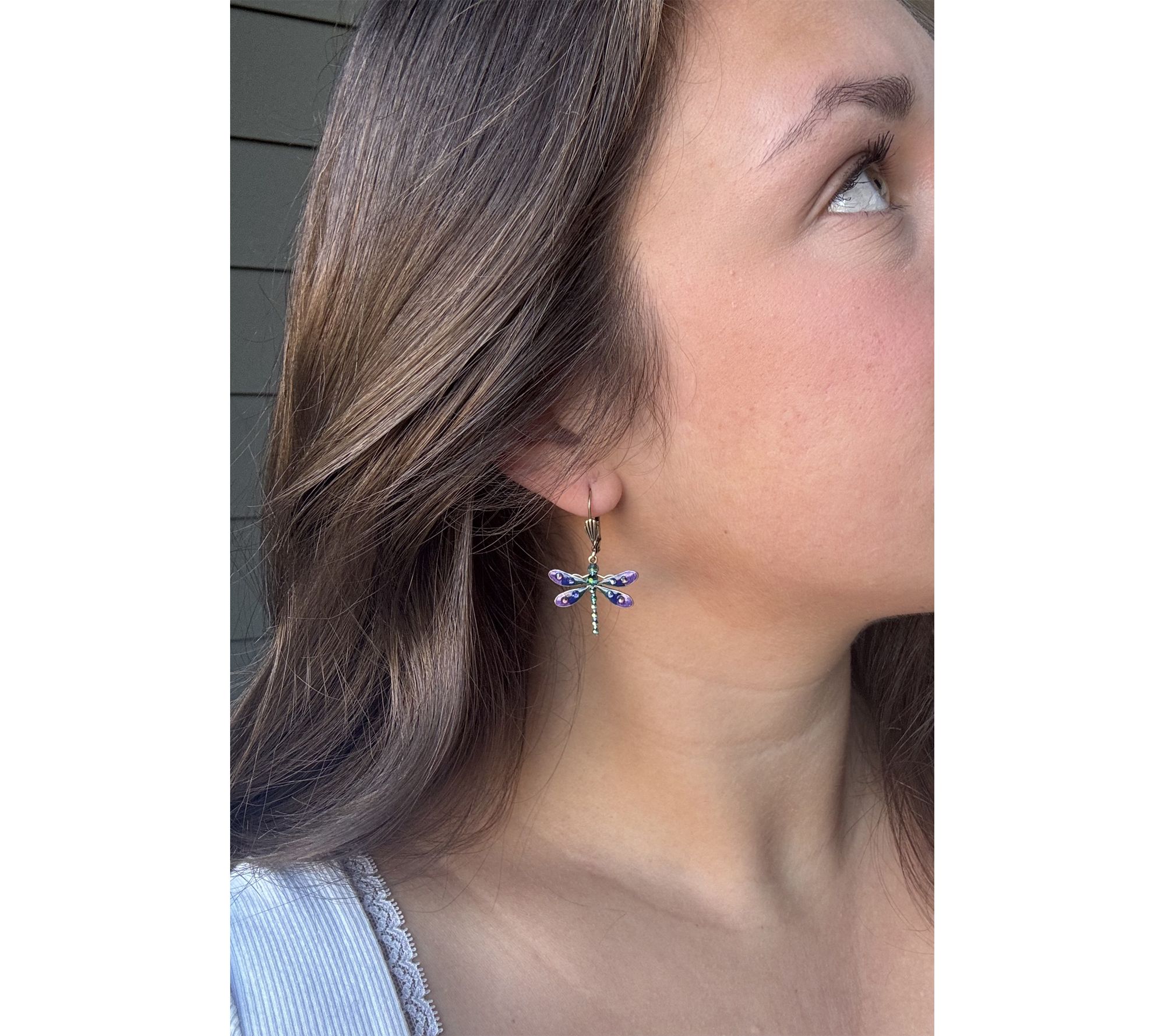 Anne Koplik Emerald & Purple Crystal DragoyEarrings