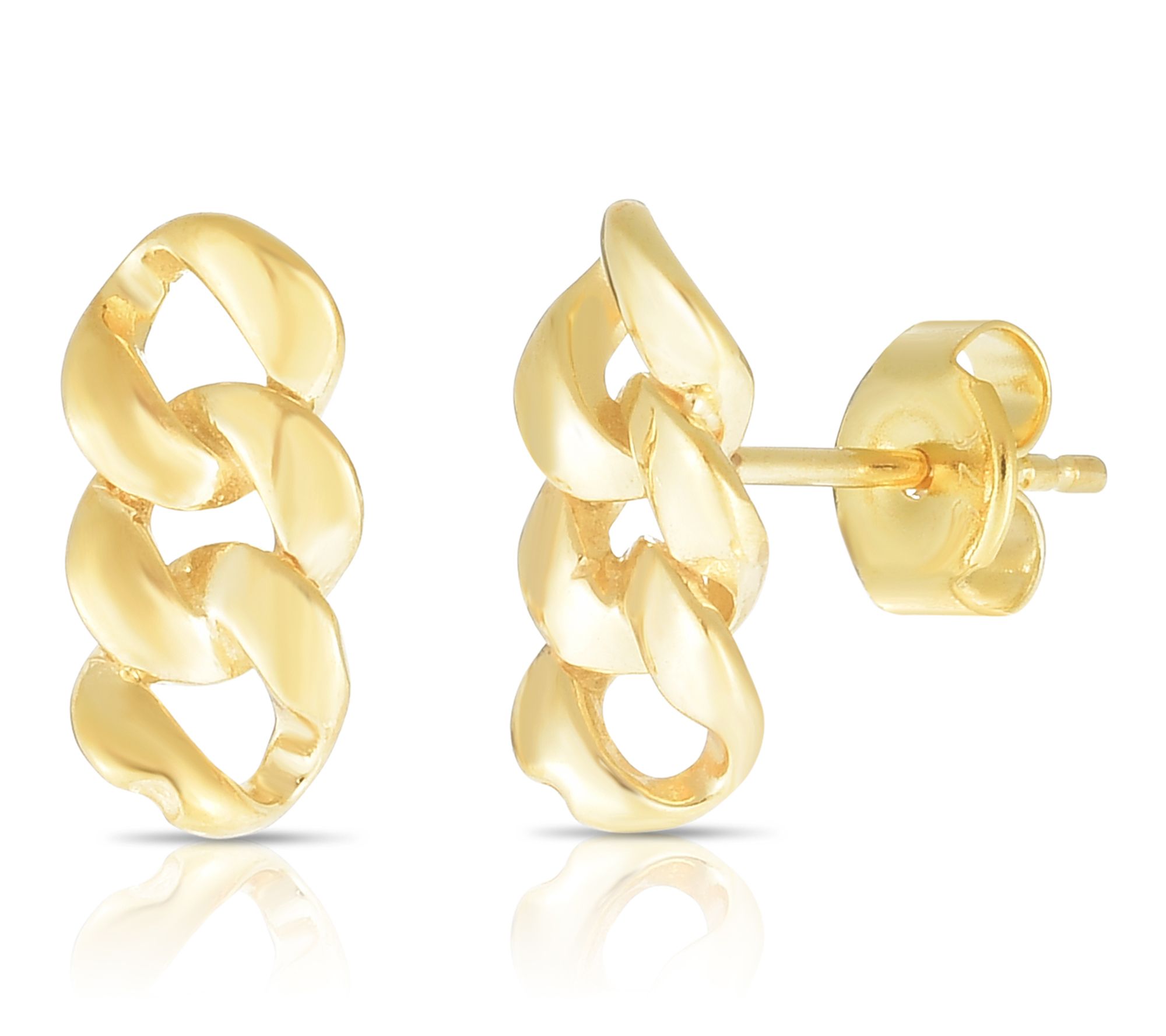 Sterlina Silver Curb Chain Stud Earrings, Sterling