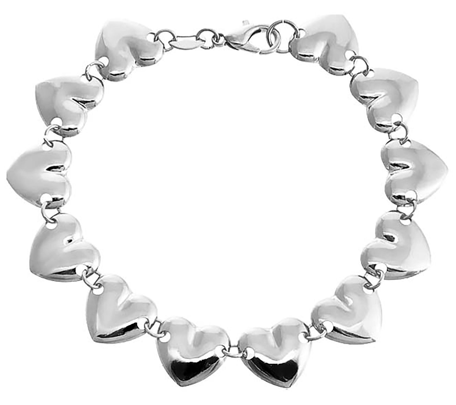 by Adina Eden Sterling Silver Chunky Solid Hears Bracelet