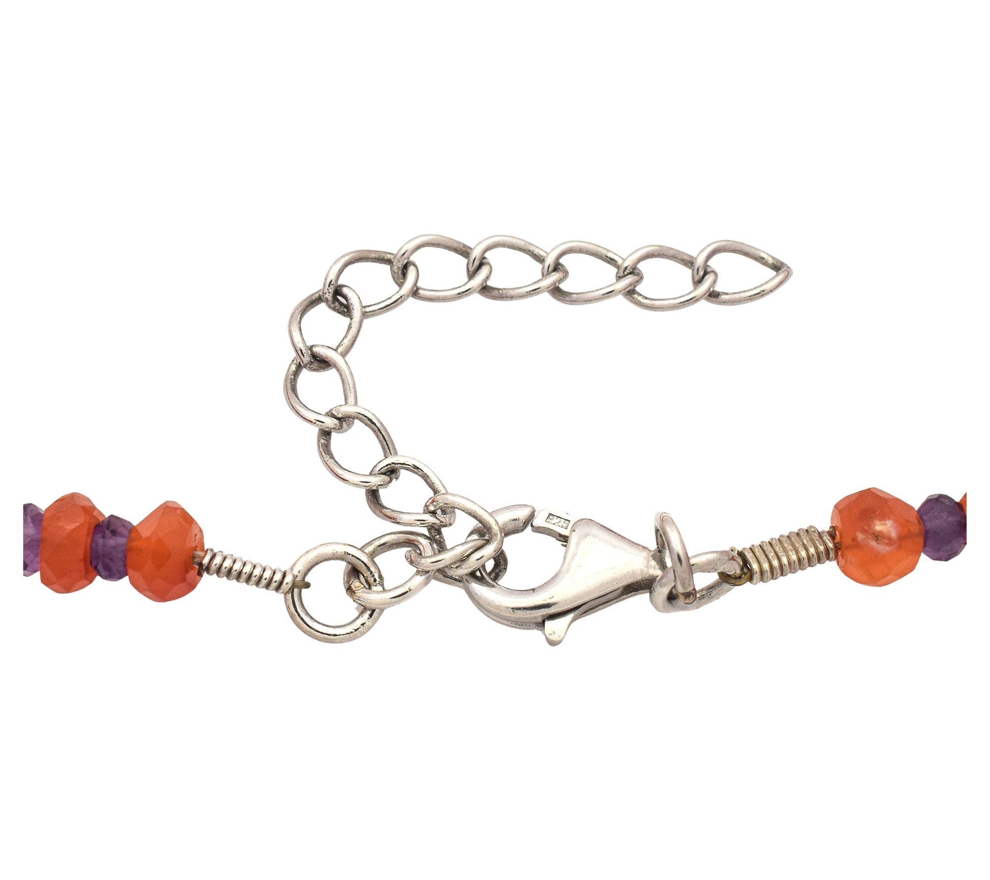 Affinity Gems Carnelian & Amethyst Necklace, Sterling Silver