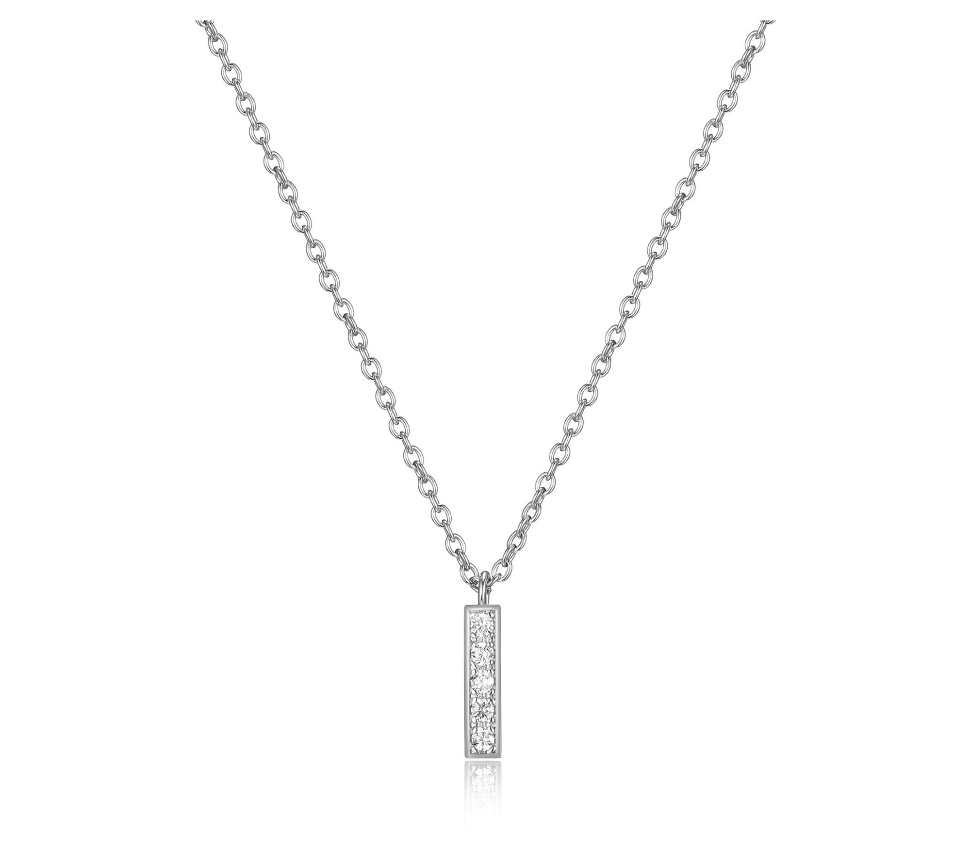 Diamonique Mini Bar Necklace, Sterling Silver