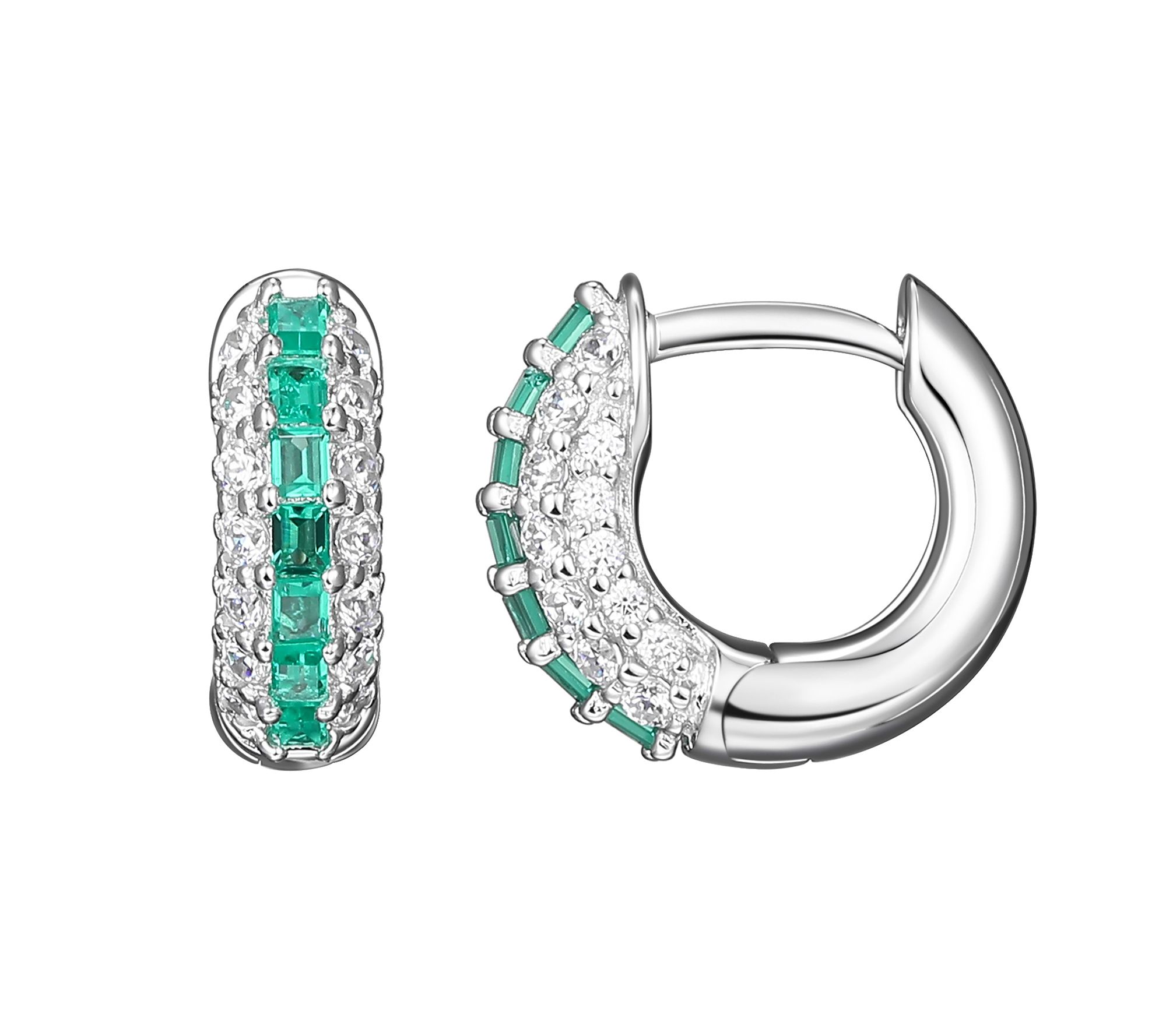 Diamonique Multi-Color Huggie Hoop Earrings, Sterling Silver