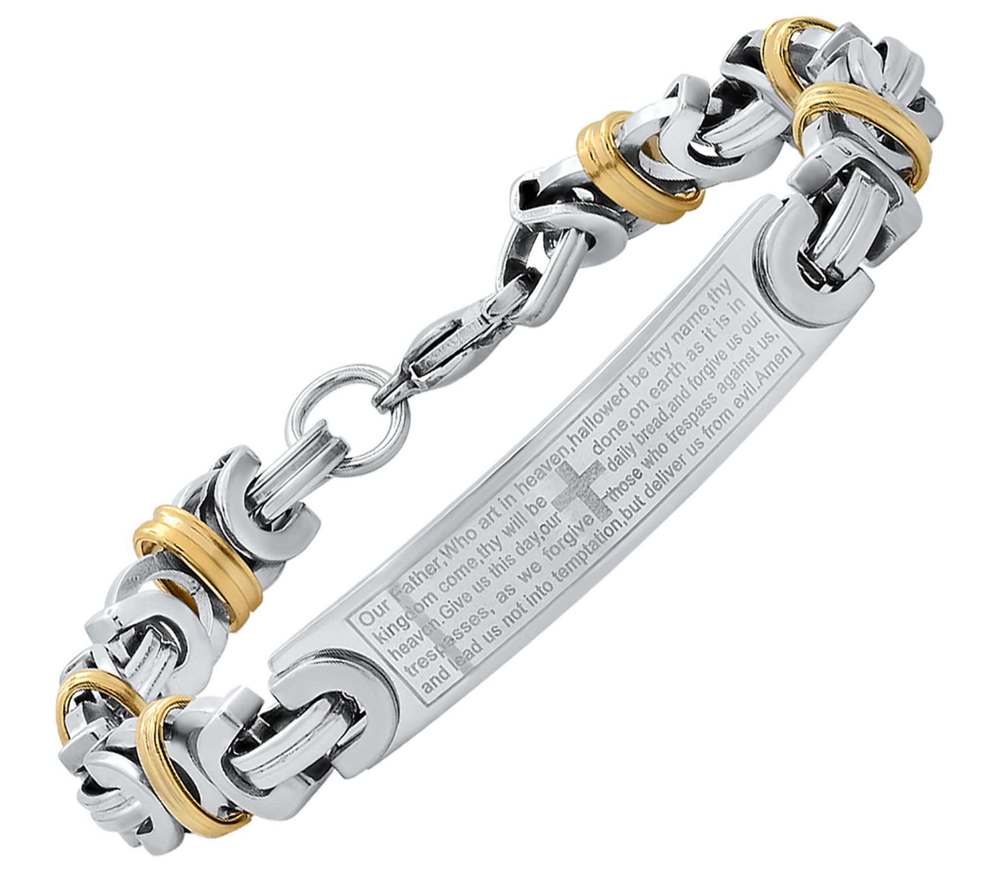 Steel by Design Two Tone Stainless Steel Byzantine Bracelet