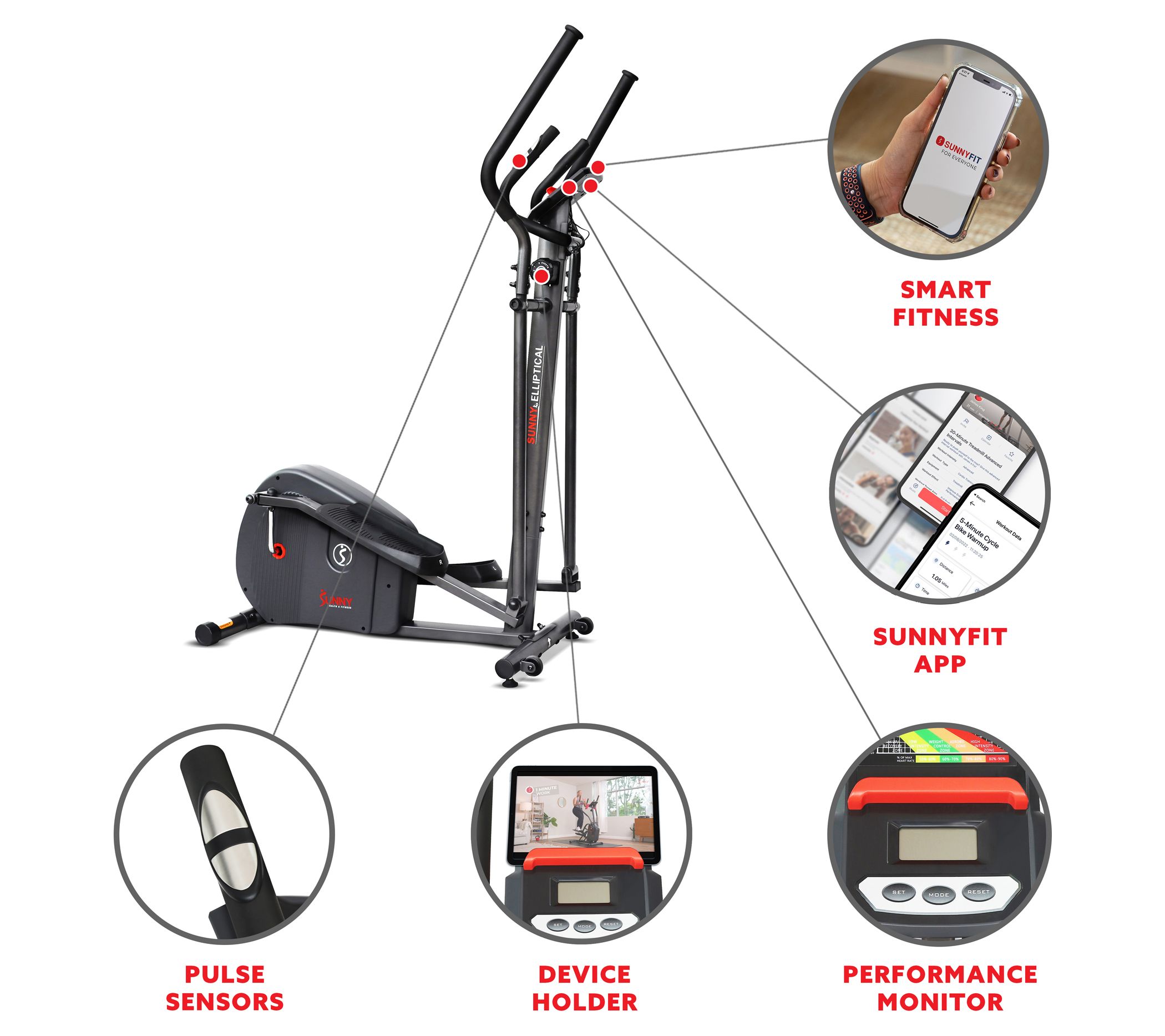 Sunny Health & Fitness Smart Elliptical Machine
