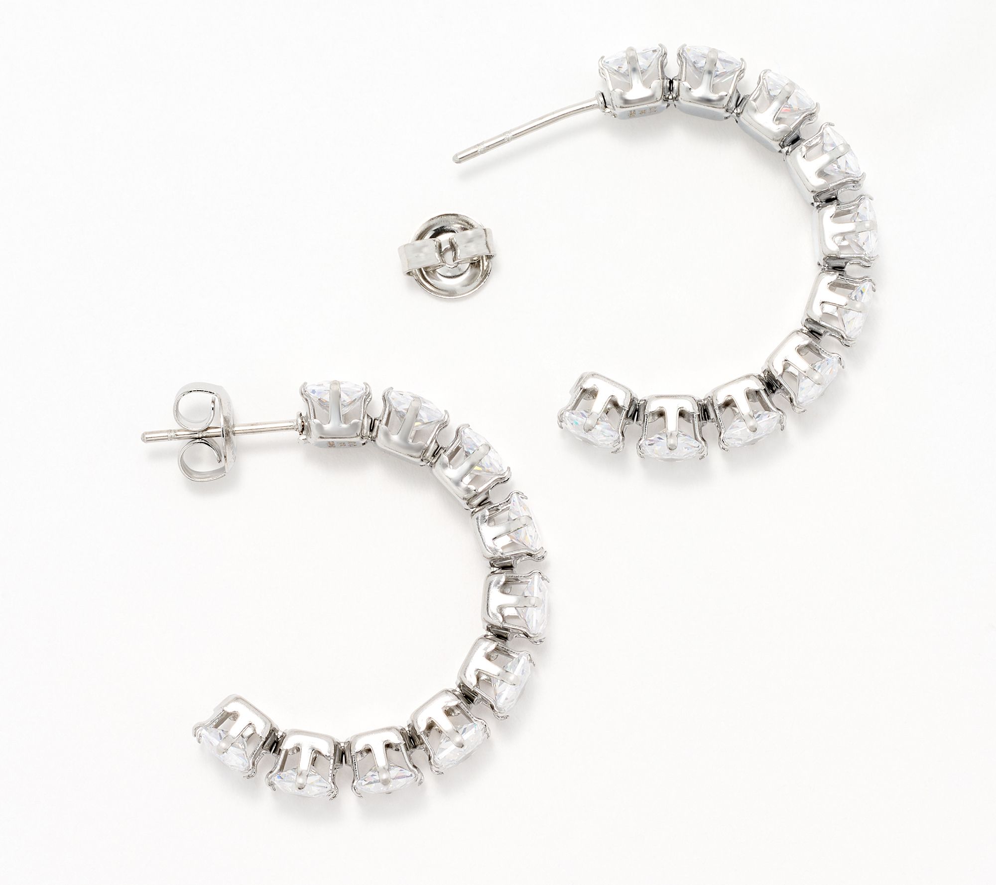 Steel by Diamonique Baguette Cut Hoop Earrings