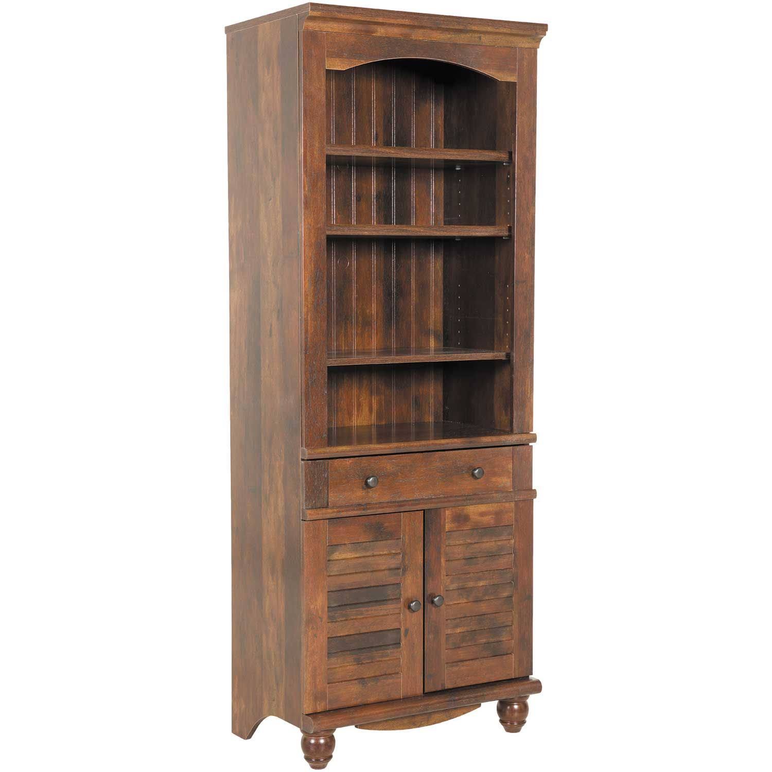 Sauder Harbor View 3-Shelf 2-Door Bookcase, Curado Cherry
