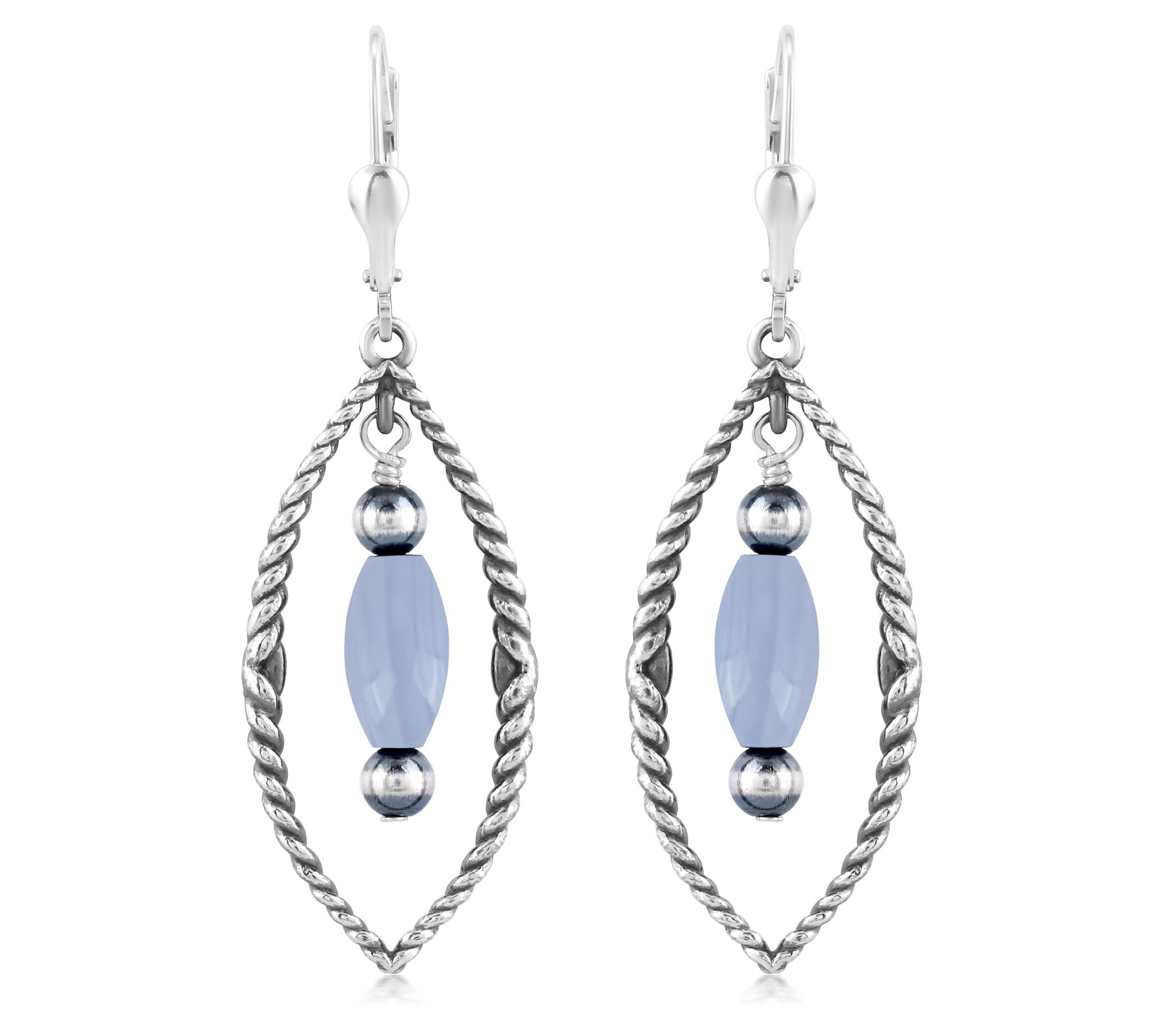 American West Sterling Marquise Cut Gemstone Dangle Earrings