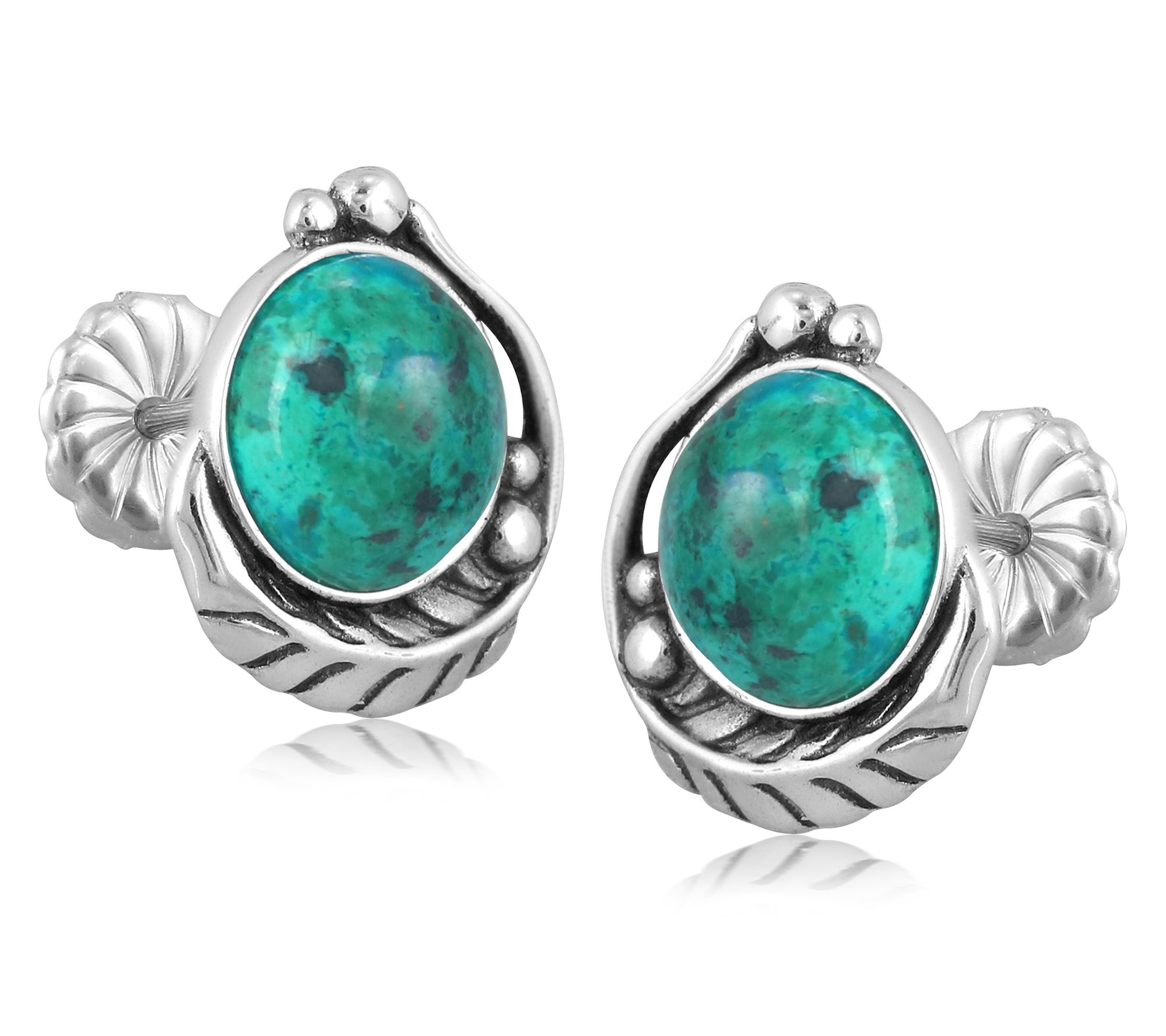 American West Sterling Silver Gemstone Button Earrings