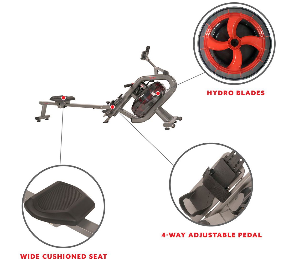 Sunny Health & Fitness Hydro Water Rowing Machine SF-RW5910