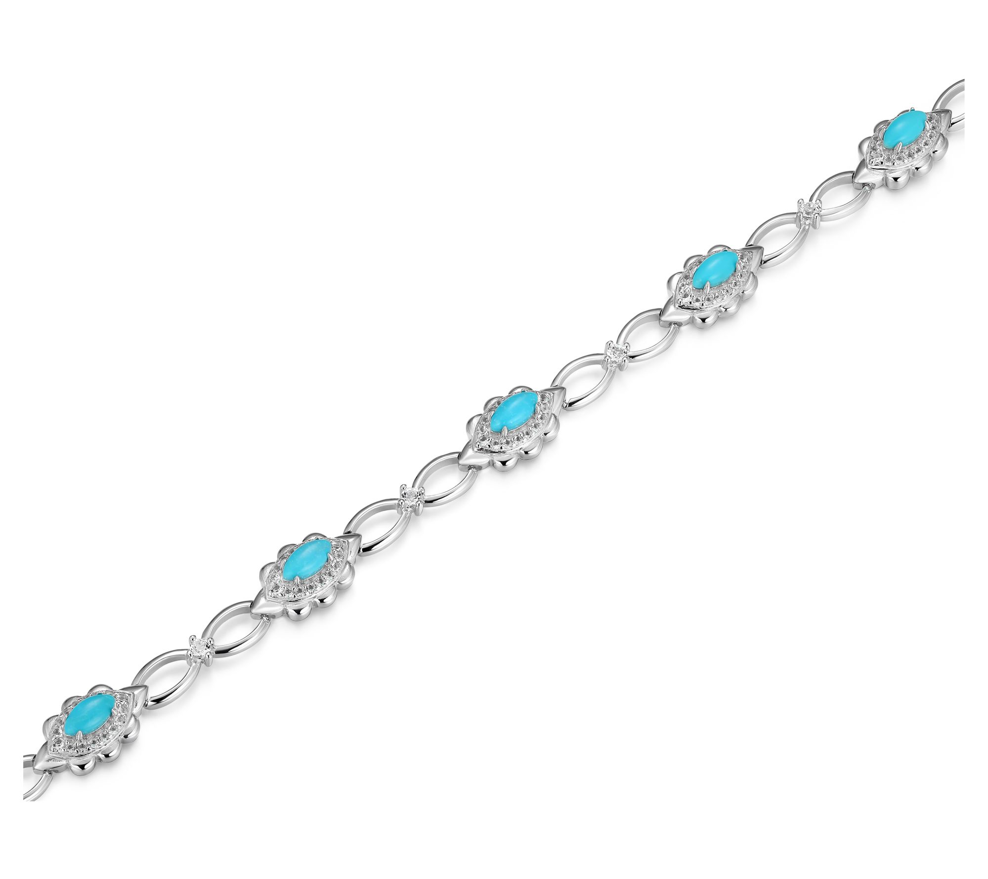 Affinity Gems Turquoise & White Topaz Bracelet,Sterling