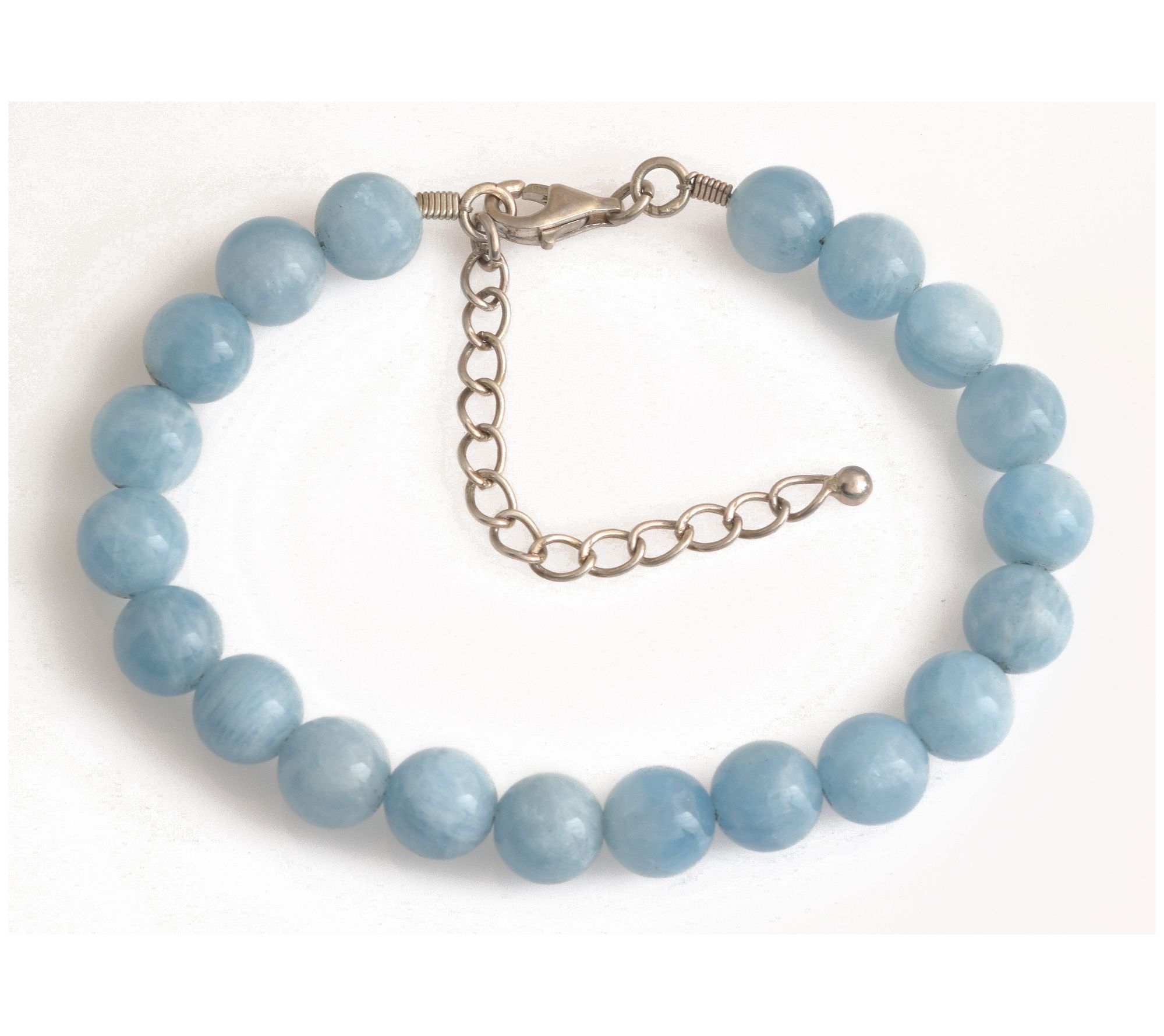 Sterling Silver Milky Aquamarine Bead Bracelet