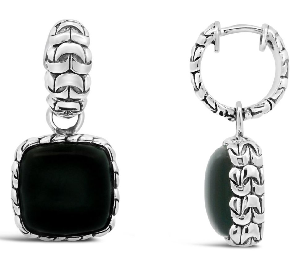 Tiffany Kay Studio Sterling Onyx Purl Knit Dangle Earrings