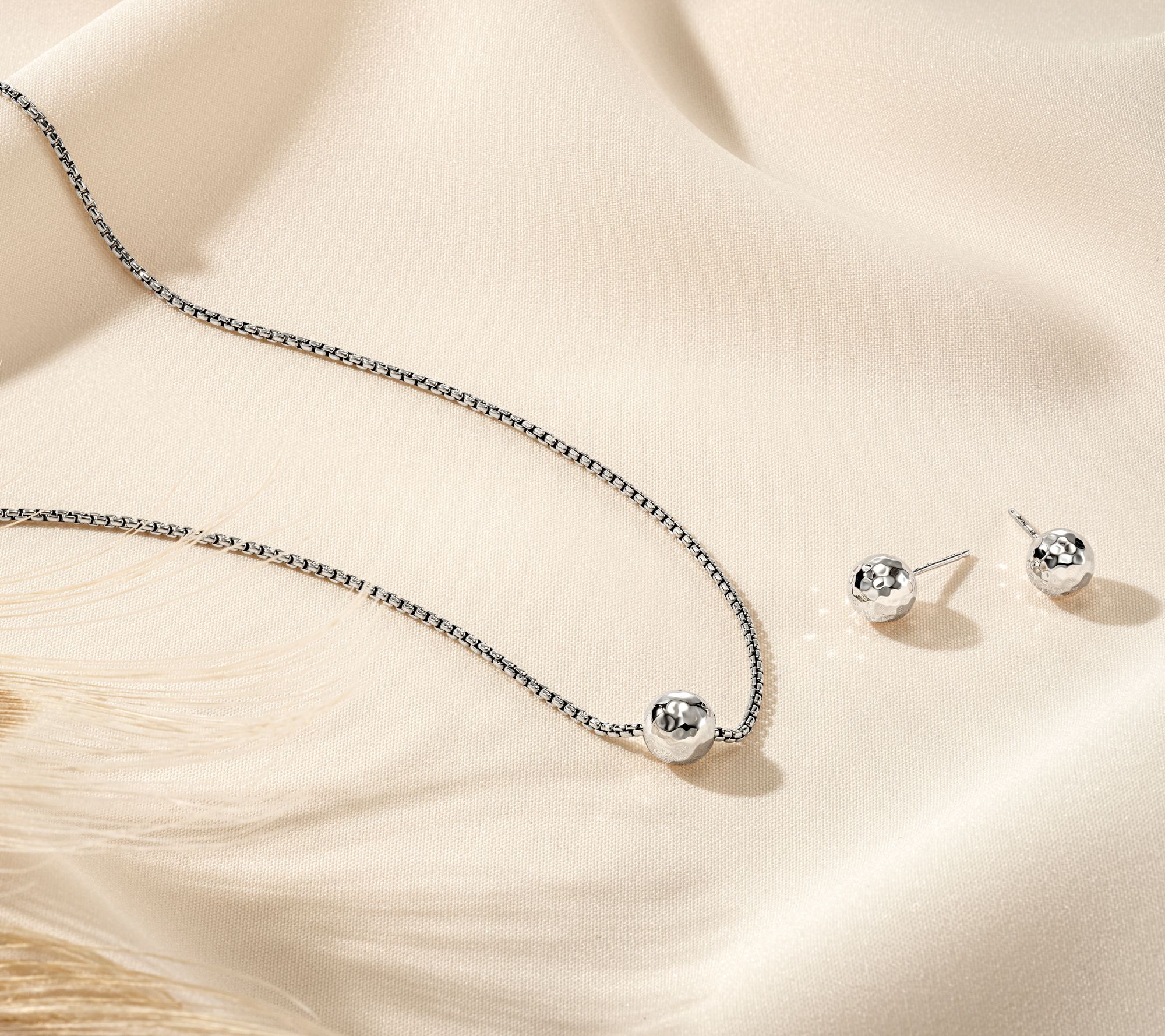 JAI Sterling Silver Hammered Stud Earrings Earrings