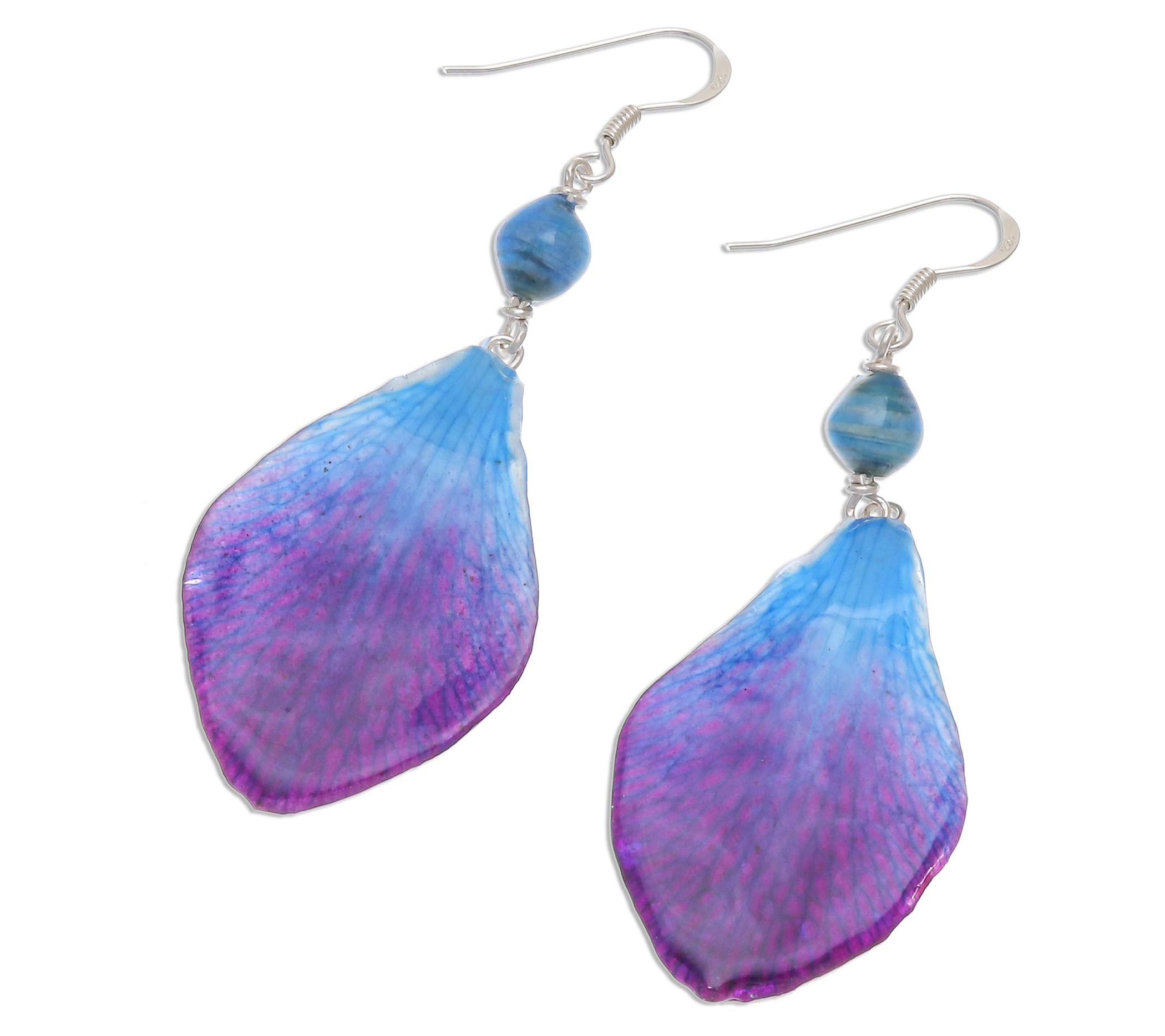 Novica Sterling Silver Orchid Petal Dangle Earrings