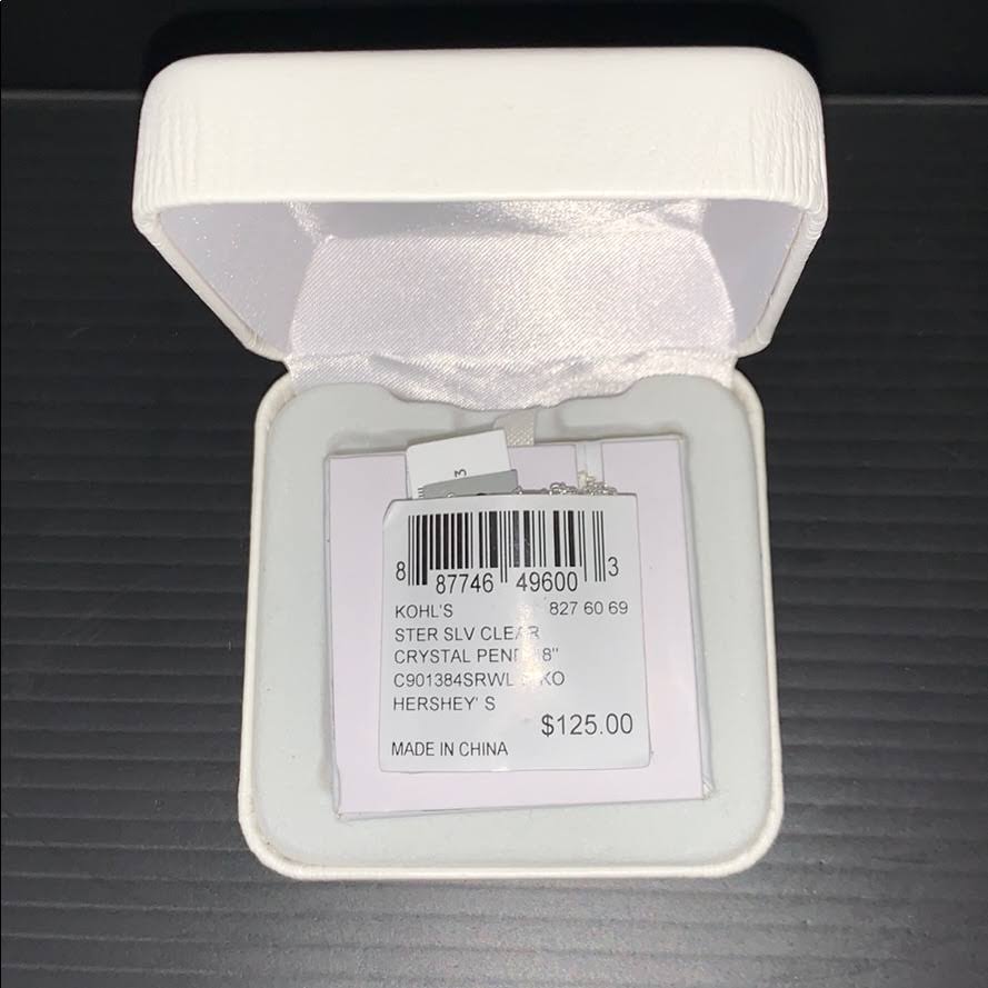 Sterling Silver Crystal Hershey&s Kiss Pendant Necklace